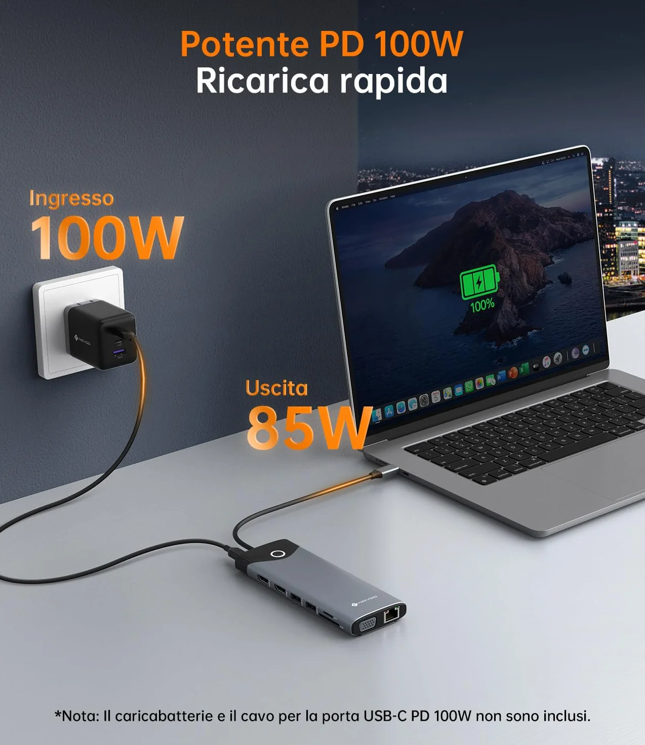 NOVOO Docking Station 15 in 1, Hub USB C - Pulsante On/Off Schermo Esterno, 2 HDMI 4K@60Hz, USB-C/A 10Gbps, VGA, Lettore SD/TF, Ethernet RJ45, PD 100W, Compatibile con MacBook, iPad, Lenovo, Dell