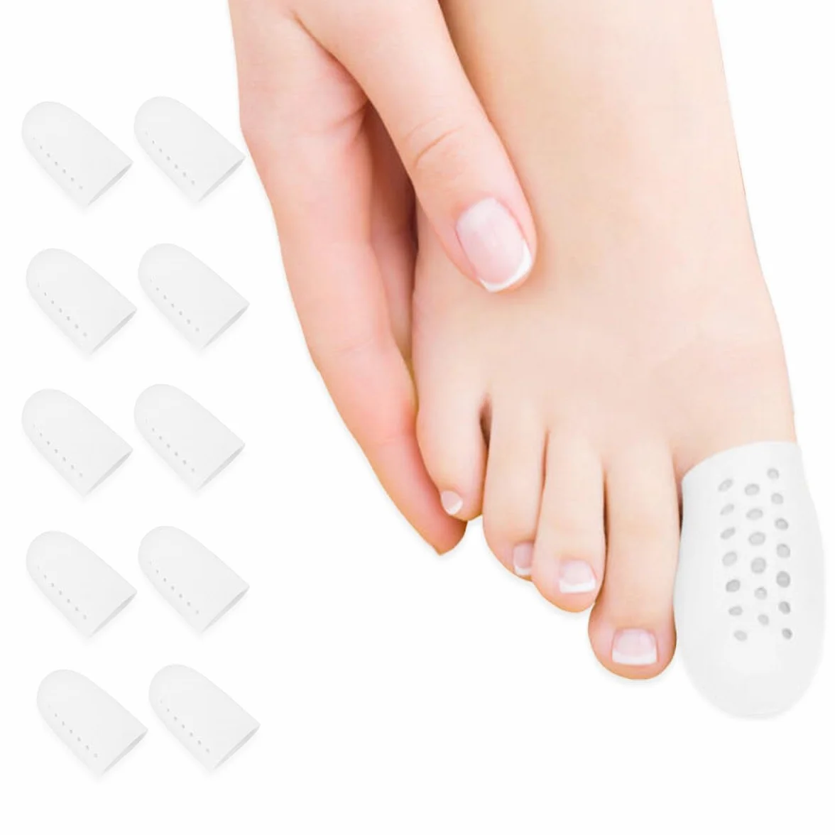 Protezione Dita Piedi in Silicone 10 Pezzi, Traspirante Protezione Alluce Antivesciche Anticalli