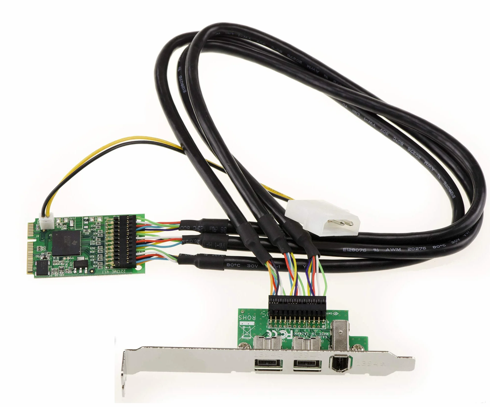 KALEA-INFORMATIQUE Scheda controller Mini PCIe Firewire 800 e 400 IEEE1394A e IEEE1394B su porta mPCIe con 2+1 uscite e chipset TI