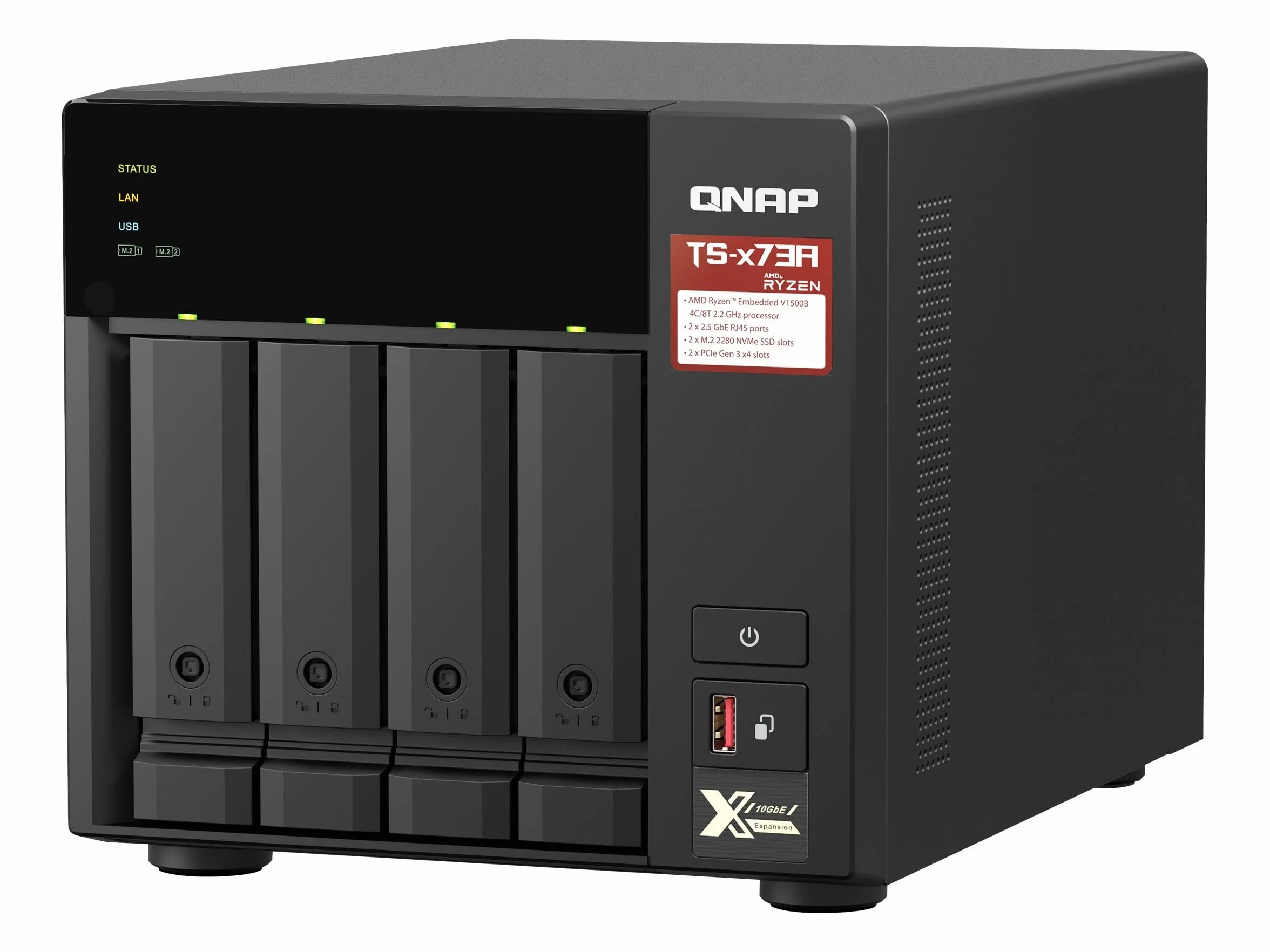 QNAP TS-473A NAS Tower Ryzen Embedded V1500B 8 GB DDR4 Nero
