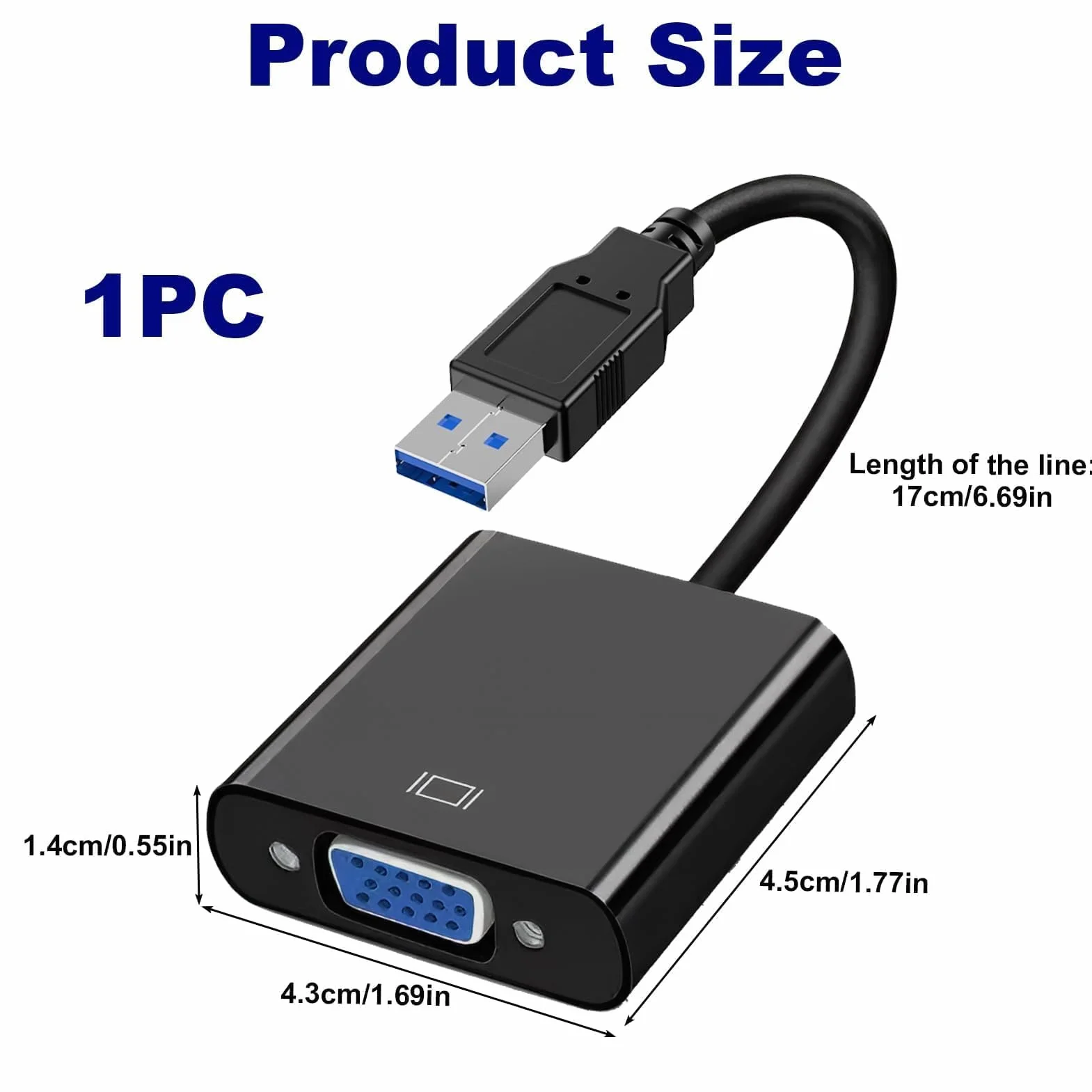 Adattatore USB 3.0 a VGA convertitore video HD 1080p per PC laptop monitor