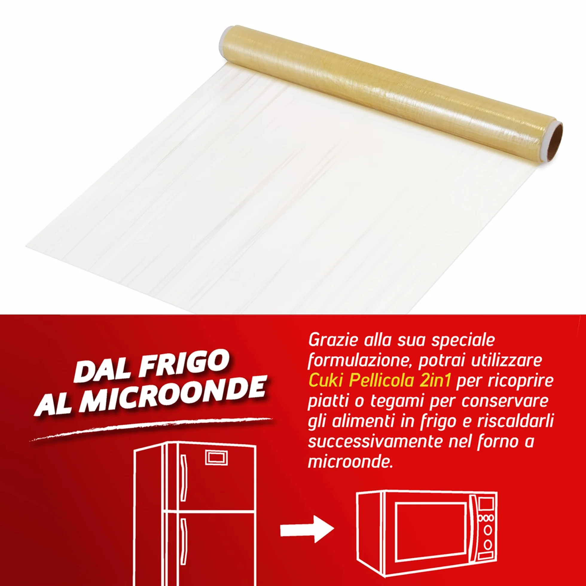 Cuki Pellicola 2in1 dal frigo al microonde 20 metri 6 Confezioni