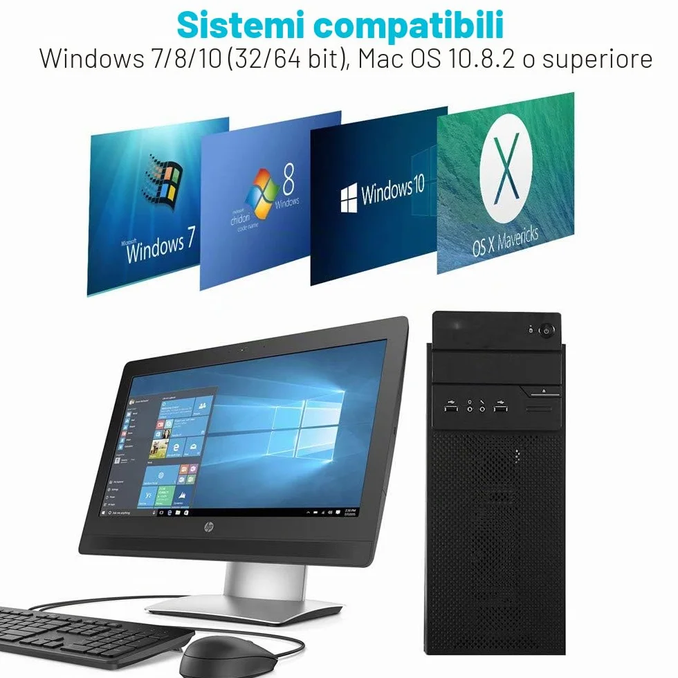 Scheda PCIe USB 3.0 (USB 3.2 Gen 1) da 7 Porte 5 Gbps per Computer Windows e Mac