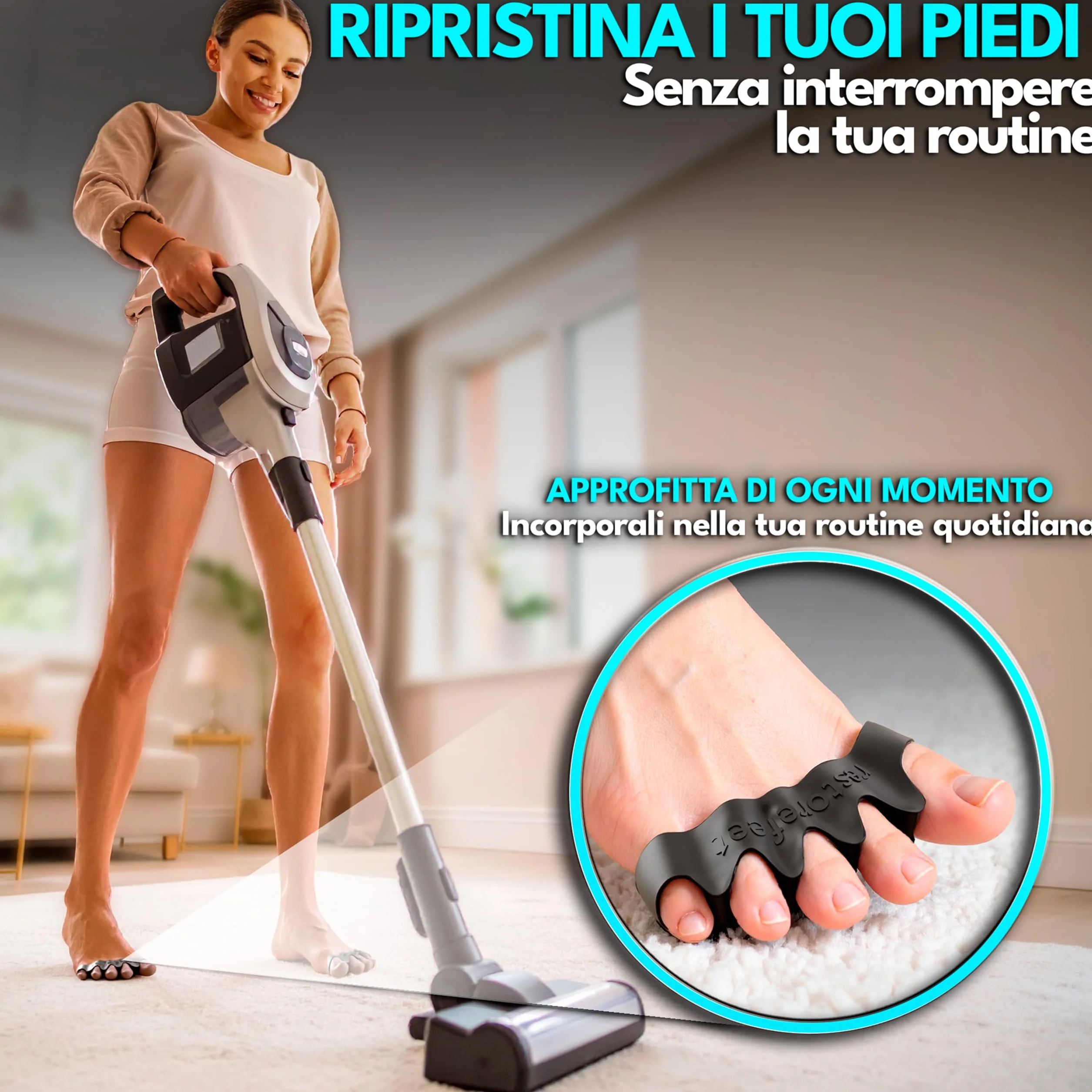 Kit Correttore Dita Piedi con 2 Paia + Fascia Correttiva, Mini Fascia e Palla Miofasciale – Sollievo per Alluce Valgo, Dita Sovrapposte o Storte – Uso Barefoot, Senza BPA, Unisex