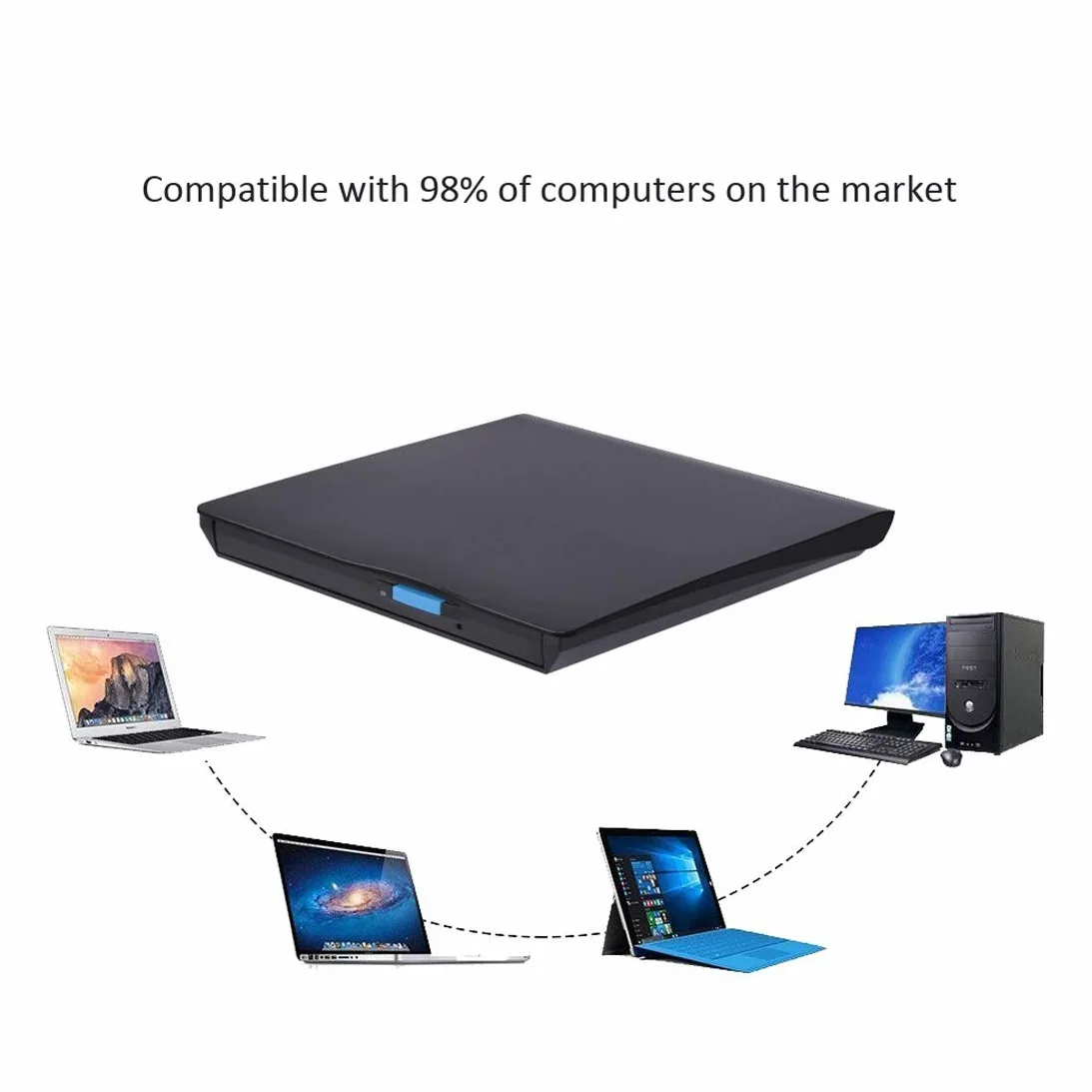 unità Ottica Esterna Portatile unità CD Dvd +/- RW USB 2.0 Rewriter Bruciatore per Windows/Mac OS Nero