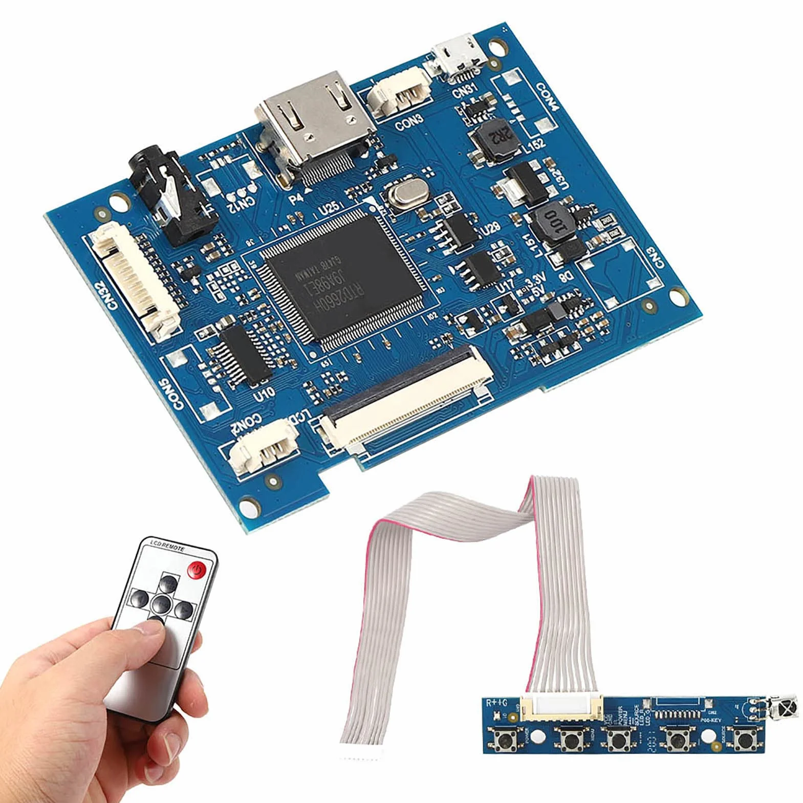 Fafeicy Scheda Controller HDMI per Schermo LCD 7 Pollici Kit Universale con Telecomando 1024x600 50 Pin 5V DC Materiale Cartone Sintetico