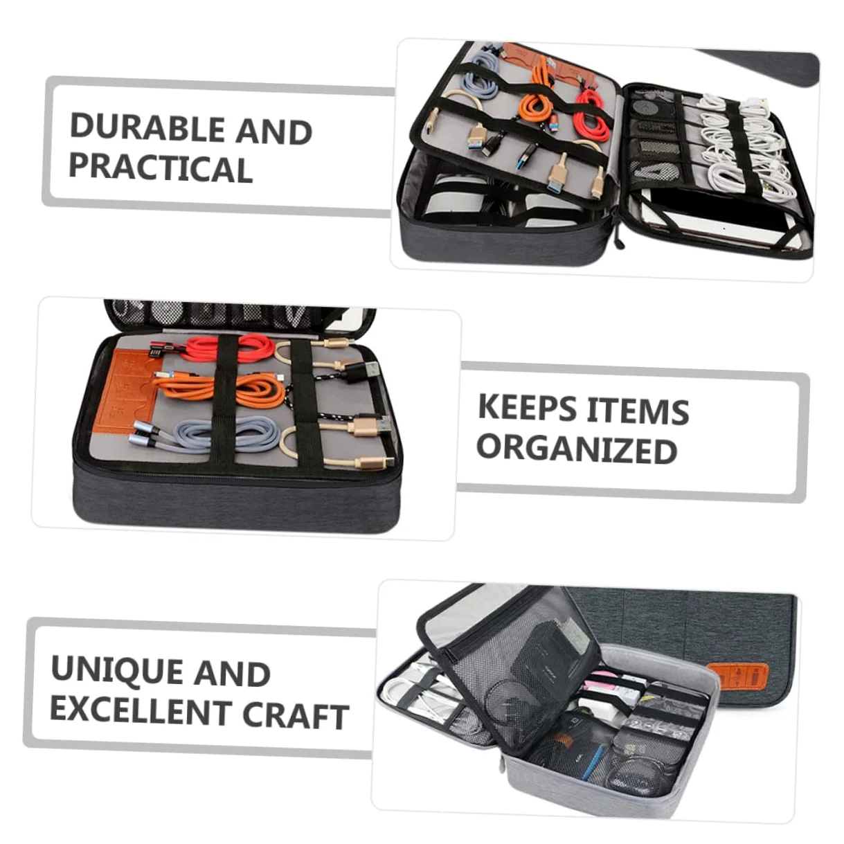 NUOBESTY Organizer Borsa Per Cavi Esterni Custodia Per Dispositivi Elettronici e Digitali Spazio Di Archiviazione Ampio Per Telefoni e Tablet Da Design Strati Maniglia Per Trasporto Comodo