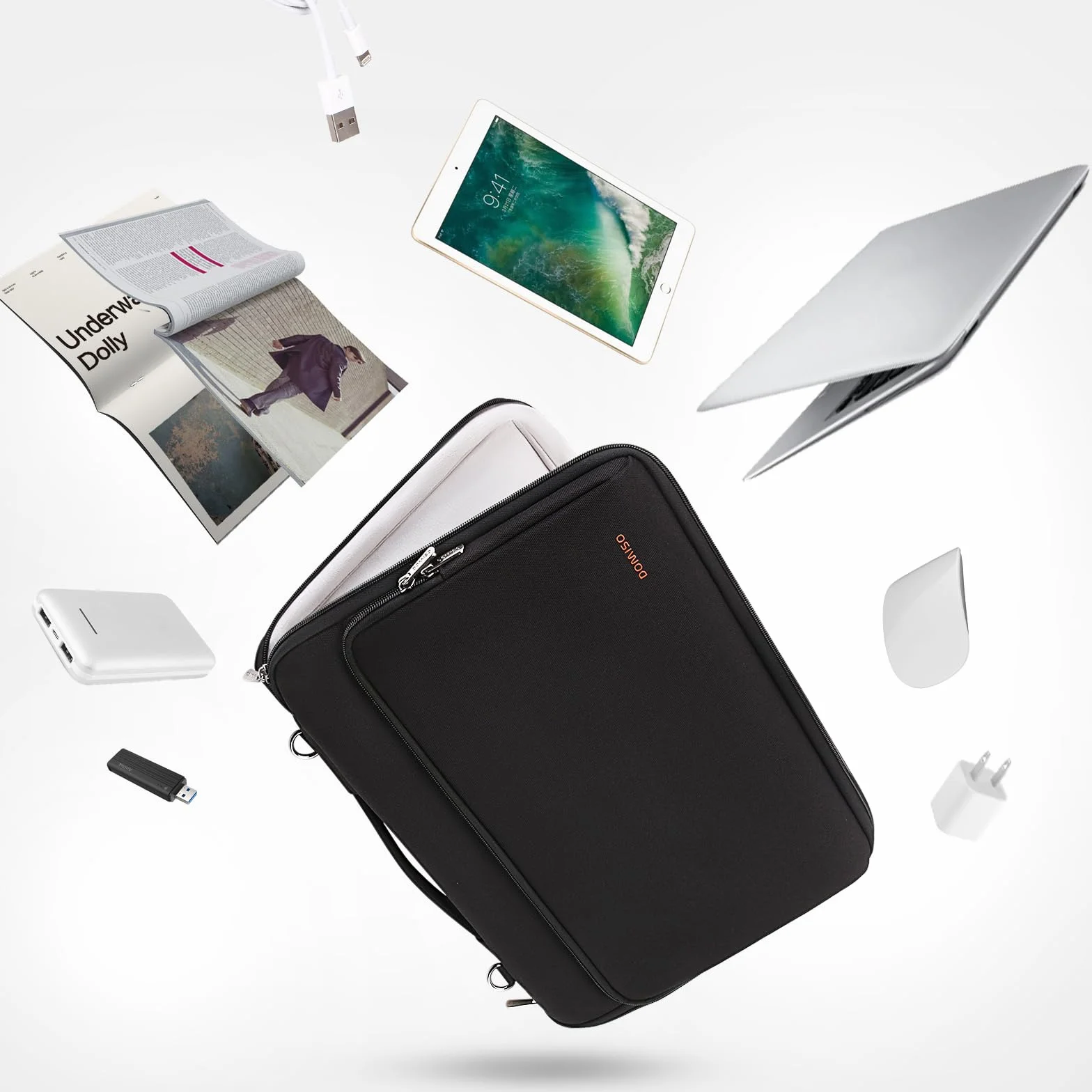 DOMISO 15.6 pollici Custodia Borsa Impermeabile Notebook Portatile Borsa Sleeve Custodia PC Portatile Compatibile con 15.6" HP 15/Lenovo IdeaPad S510/ThinkPad E575/Dell Alienware 15/XPS 15,Nero