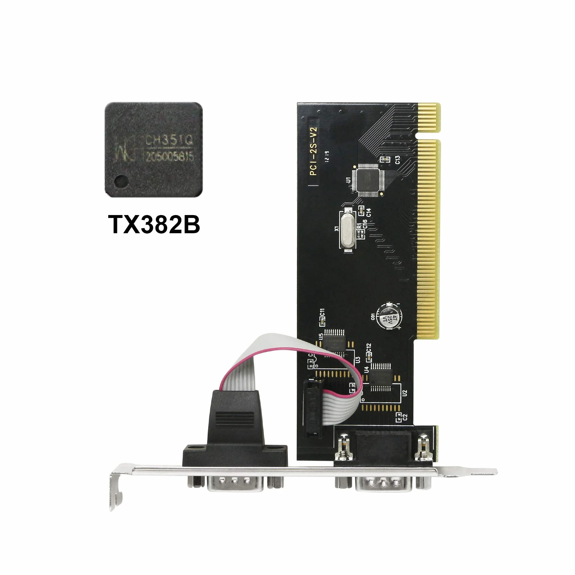 CERRXIAN Scheda di espansione PCI a 2 porte seriali DB9, connettori PCI a 2 porte COM serie RS232 a 9 pin