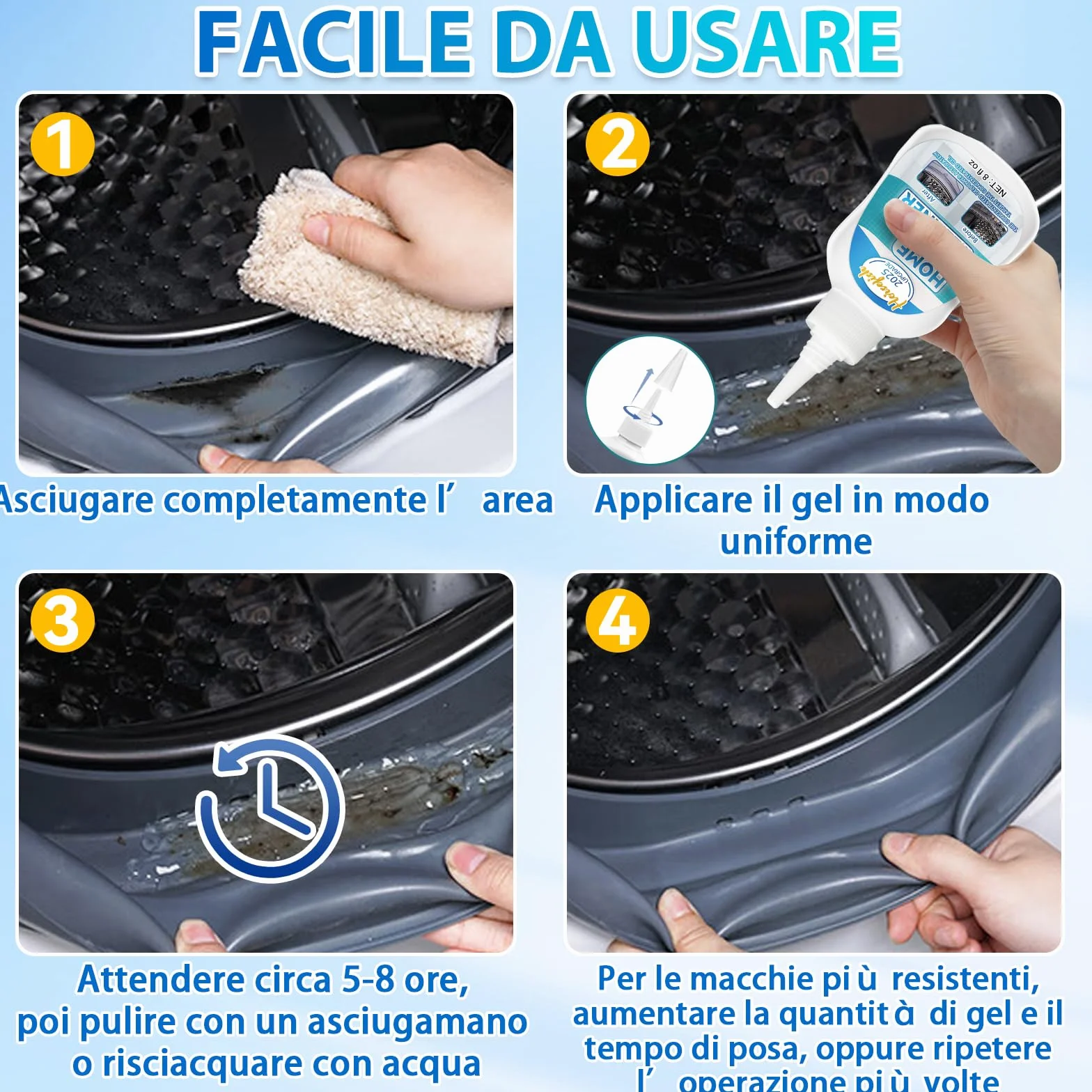 Antimuffa Gel con Spazzola 220 ml Detergente per Muffa per Muri Interni Bagno Cucina Doccia Piastrelle Lavandino