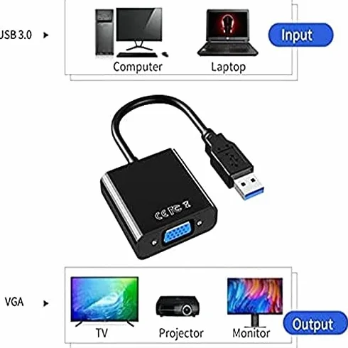 Adattatore USB a VGA 1080P USB 3.0/2.0 Maschio a Femmina Convertitore per Multi Monitor PC Windows 10/8.1/8/7/XP