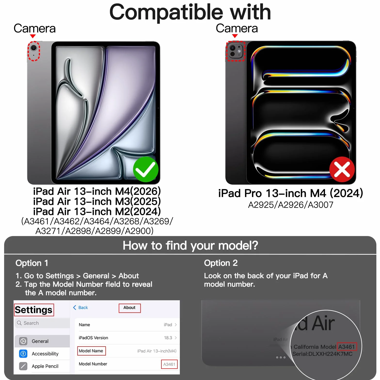 JETech Custodia iPad Air 13 Pollici M4/M3/M2 2026/2025/2024 Portapenne Chiara Trasparente Sottile Antiurto Cover Tablet Nero