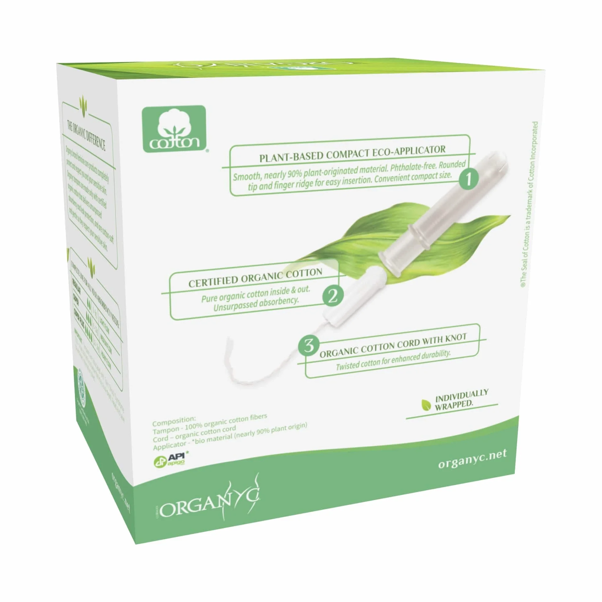 Organyc Tamponi in Cotone Biologico Certificato con Eco-Applicatore Super 16 Pezzi