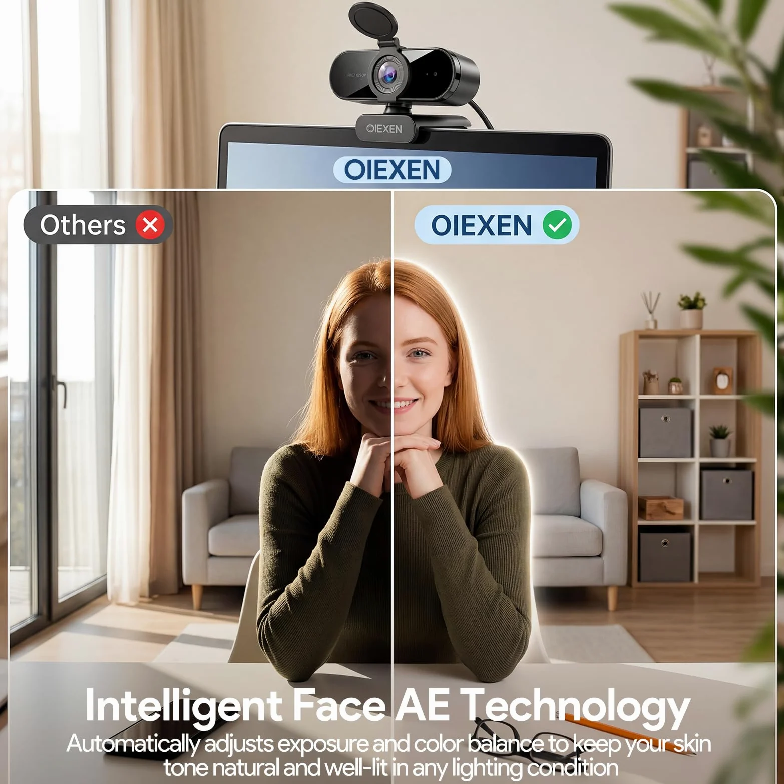 Webcam 1080P con microfono, esposizione automatica, FOV a 90°, copertura privacy, adattatore USB-A a C, telecamera per streaming plug & play per PC/Mac/Zoom/Team/Skype/riunioni/Switch 2