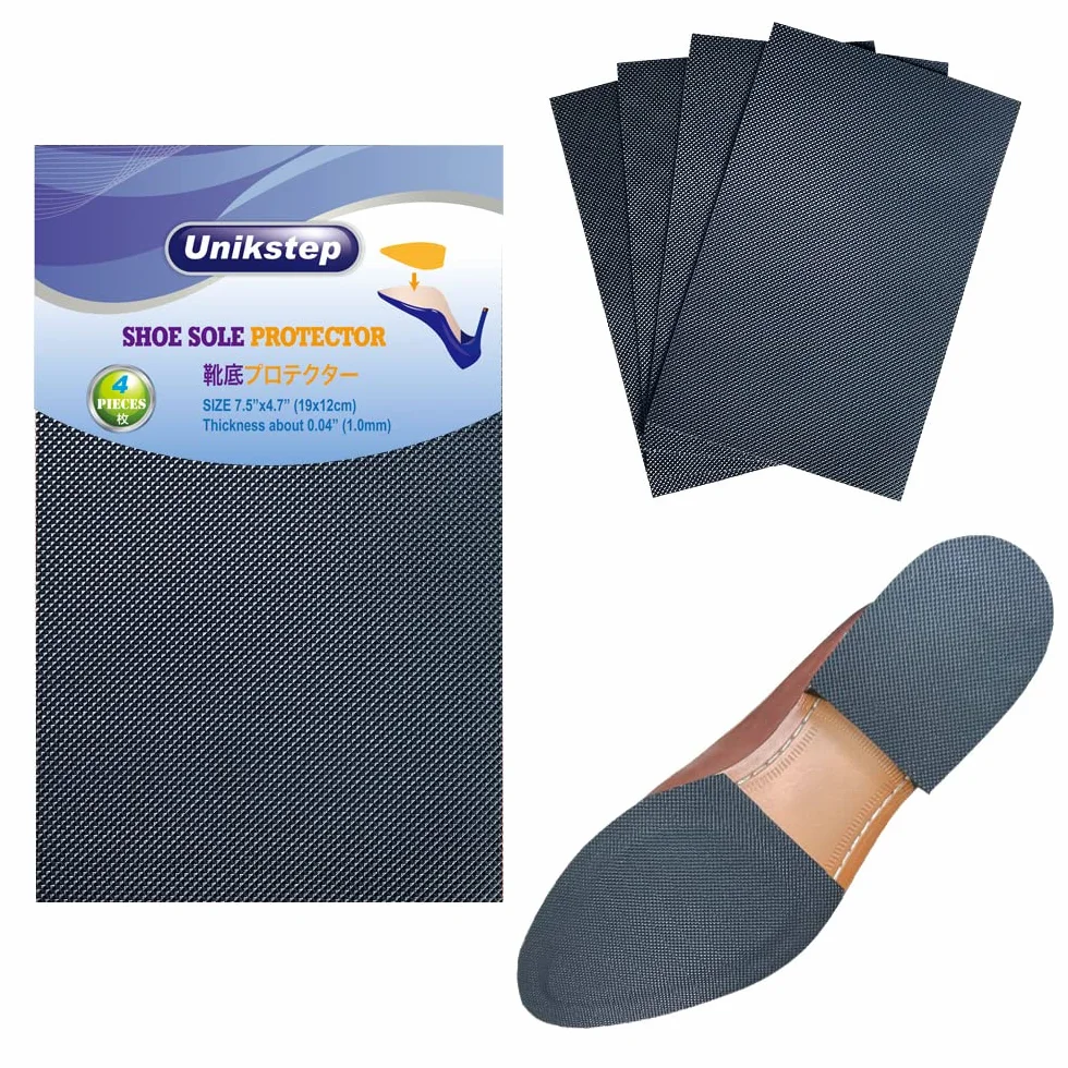 Unikstep 4 Pezzi Protezioni Suole Scarpe, Cuscinetti Antiscivolo Tallone, Adesivo Riduzione Rumore