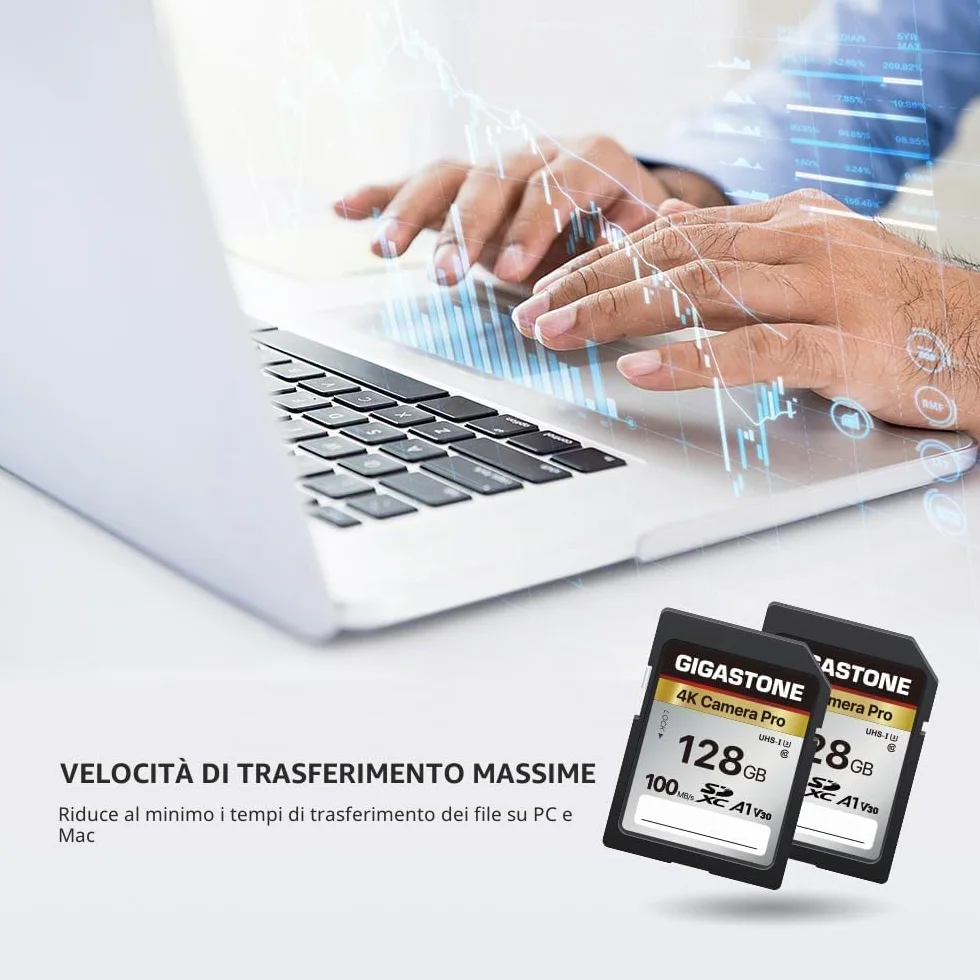 [5 anni di recupero dati gratuito] GIGASTONE scheda di memoria da 128 GB serie 4K Pro, velocità fino a 100 MB/s, compatibile con videocamere Canon, Nikon, Sony, A1 V30 UHS-I