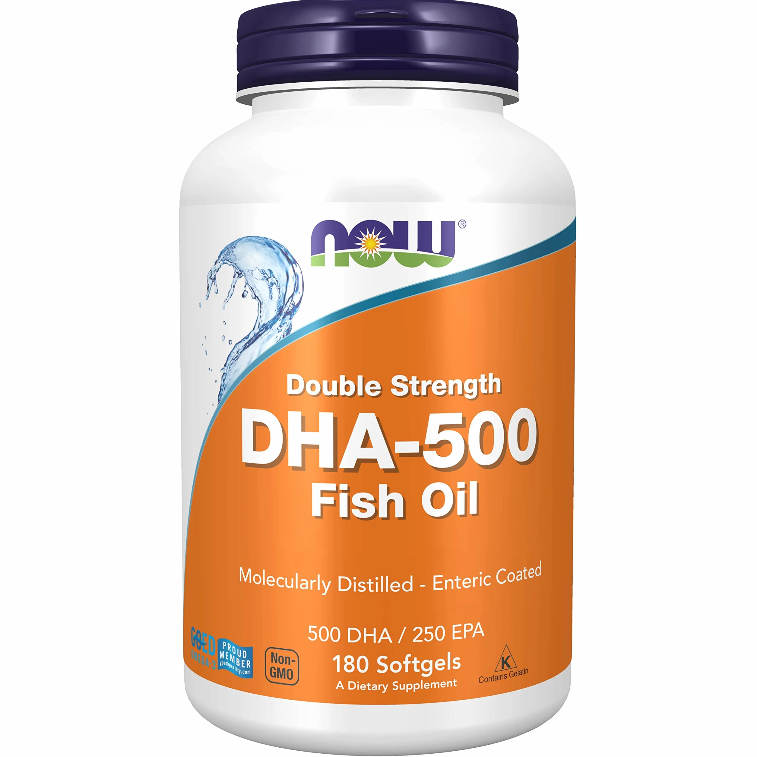 Now Foods DHA-500 Doppia Forza 180 Capsule morbide Olio di Pesce EPA Vitamina E