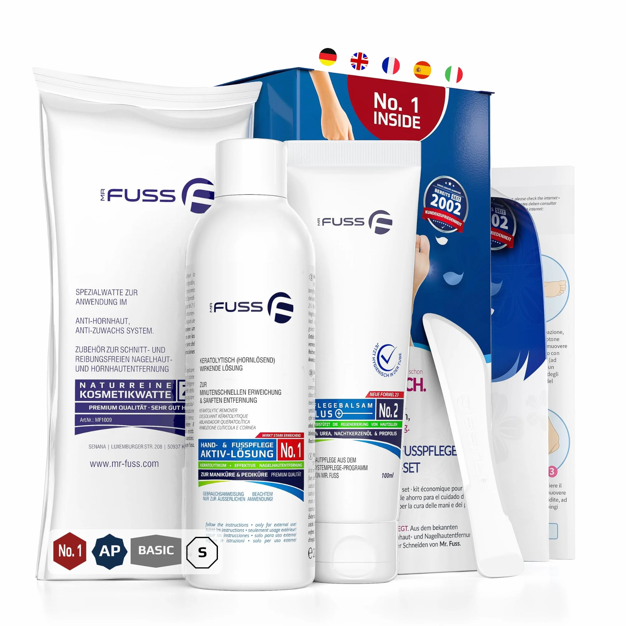 Mr. Fuss No. 1 Advanced Pack Basic - Zestaw do usuwania skórek 4 sztuki - 200 ml + 100 ml