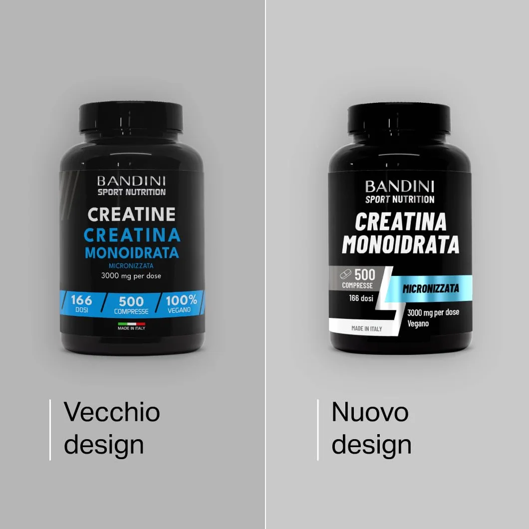 Bandini Creatina Monoidrata 500 Compresse 3000mg per dose Integratore Allenamento Pre Workout Vegan