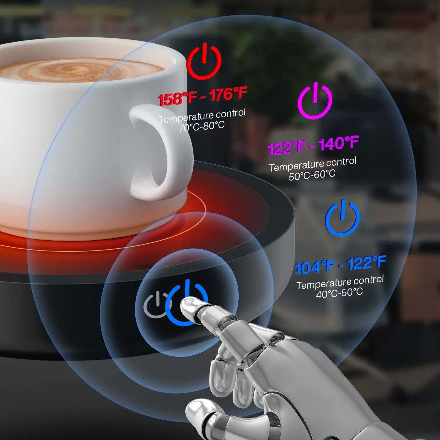 Scalda Tazza,Scalda Bevande Elettrico con la Regolazione di 3 livellidi Regolazione Della Temperatura (Up To 176°F/80℃), Piatto Scaldatazze per tè/acqua/latte, Regalo di Natale (Senza tazza)