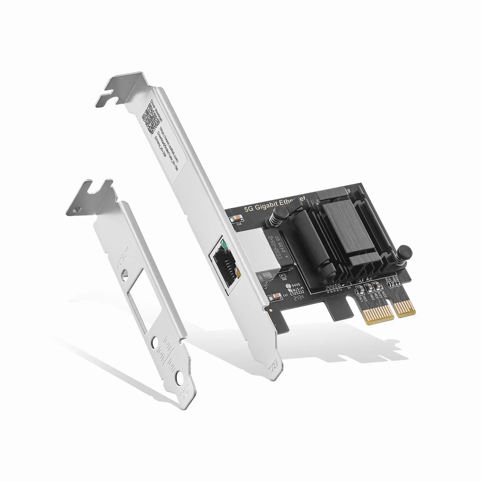 Binardat Adattatore di rete 5G PCIe, RTL8126 5G/2.5G/1G/100Mbps Ethernet Card RJ45 LAN Controller a basso profilo, supporto PXE per Windows 11/10, Linux