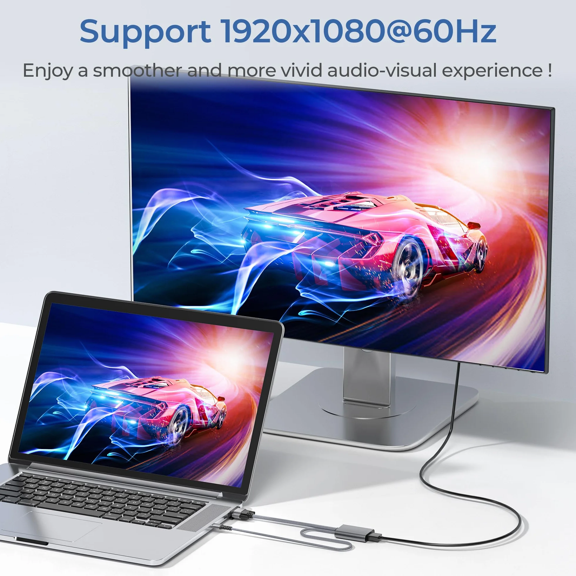 Elebase Adattatore VGA a HDMI,1080P con Audio, Converter Adapter VGA Maschio a HDMI Femmina Connettore per Computer/Laptop/Desktop/PC a TV/Monitor/HDTV/Proiettore