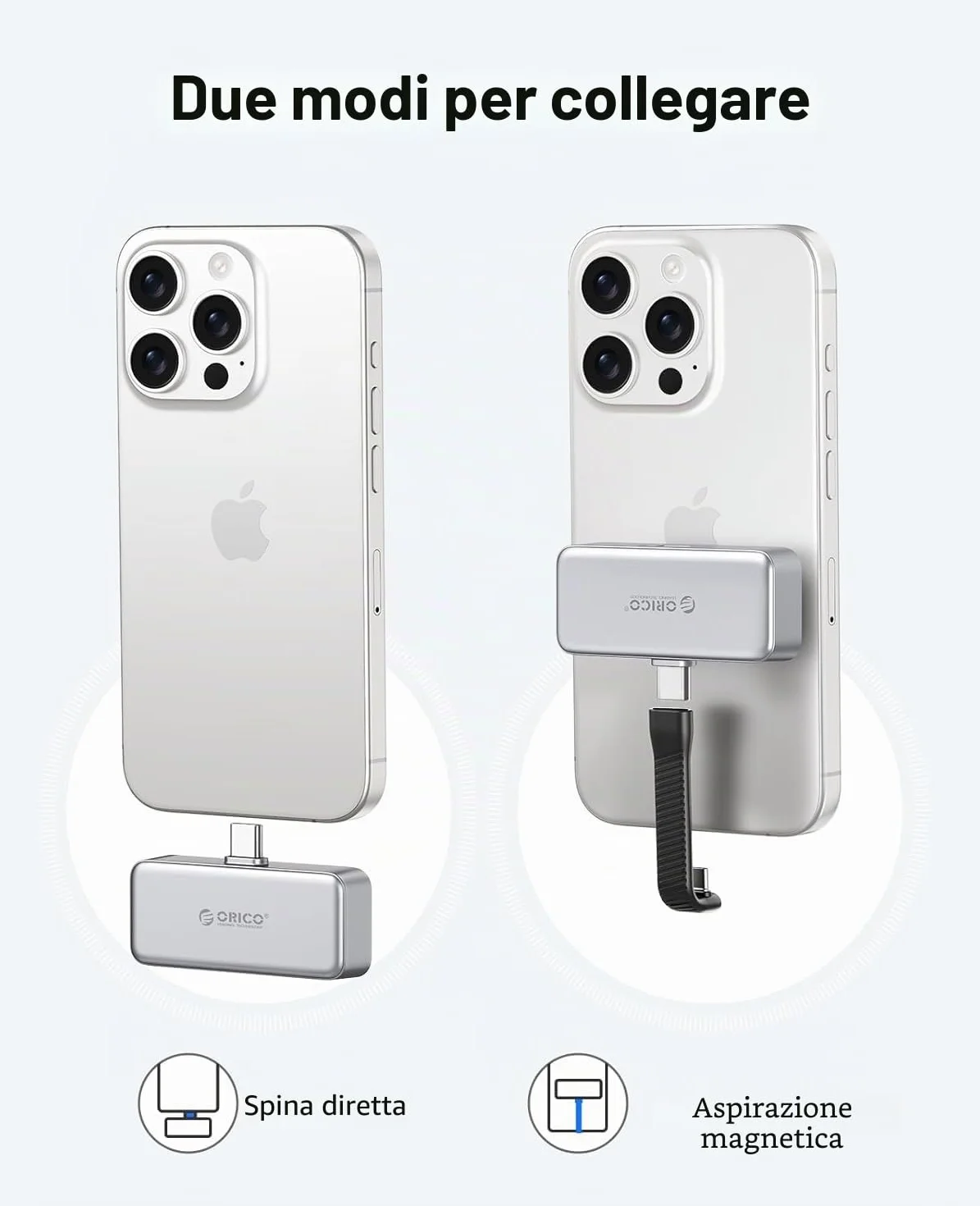 ORICO SSD Esterno da 512 GB Fino a 2000 MB/s FlashPod, SSD Portatile per Registrazione e Archiviazione ProRes 4K 60 Hz, Compatibile Solamente Con iPhone 17/16/15 Series, Smartphone e Computer