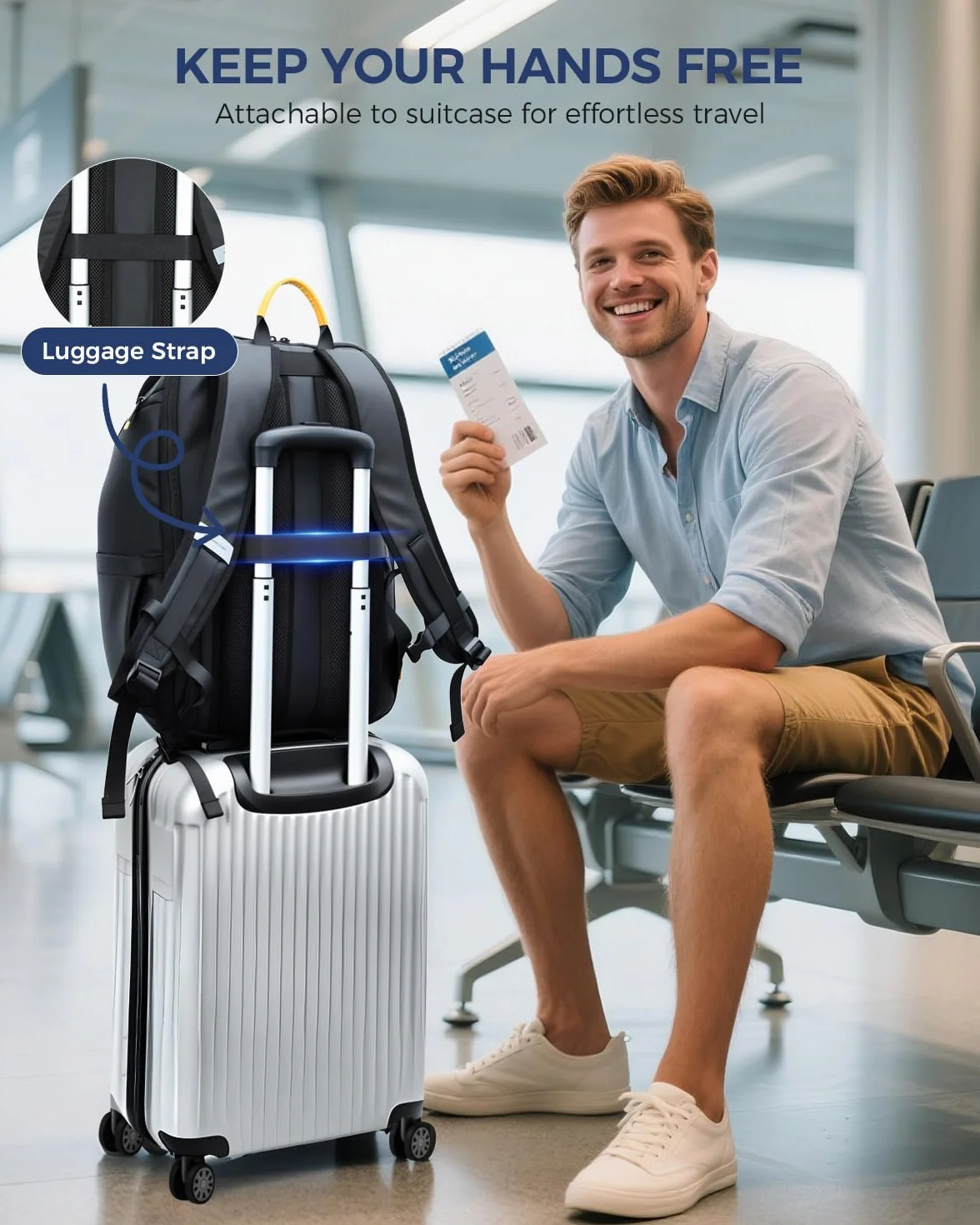 Ponhog Zaino Uomo Porta PC 17 Pollici - Zaino da Viaggio 900D Idrorepellente, Apertura 180° e Design Antifurto, Capacità 30L, Nero