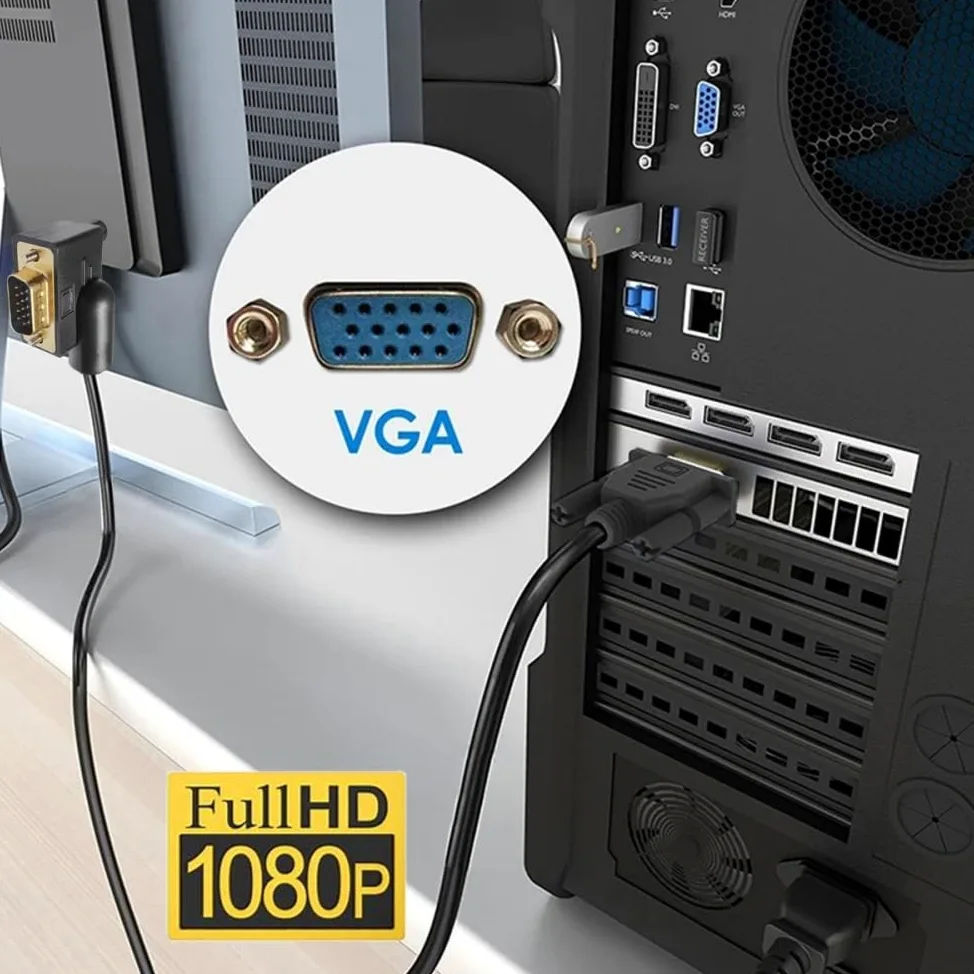 CY Cavo di prolunga VGA RGB maschio ad angolo retto di 90 gradi a maschio dritto 3COAX+6C per monitor proiettore computer
