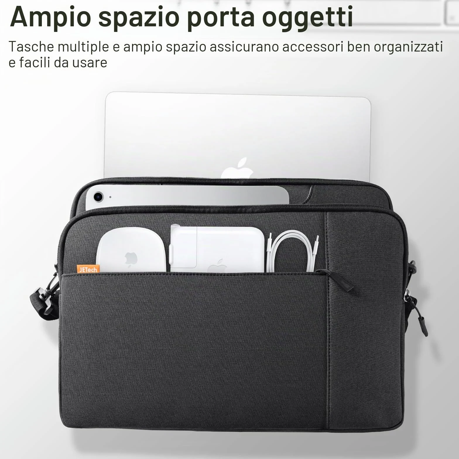 JETech 15-16 Pollici Borsa per Computer Portatile, Custodia Impermeabile per Computer Compatibile con MacBook Air/Pro 15/16, Surface Book 3/2 15, Dell Inspiron 15,6, HP Pavilion 15,6 (Nero)