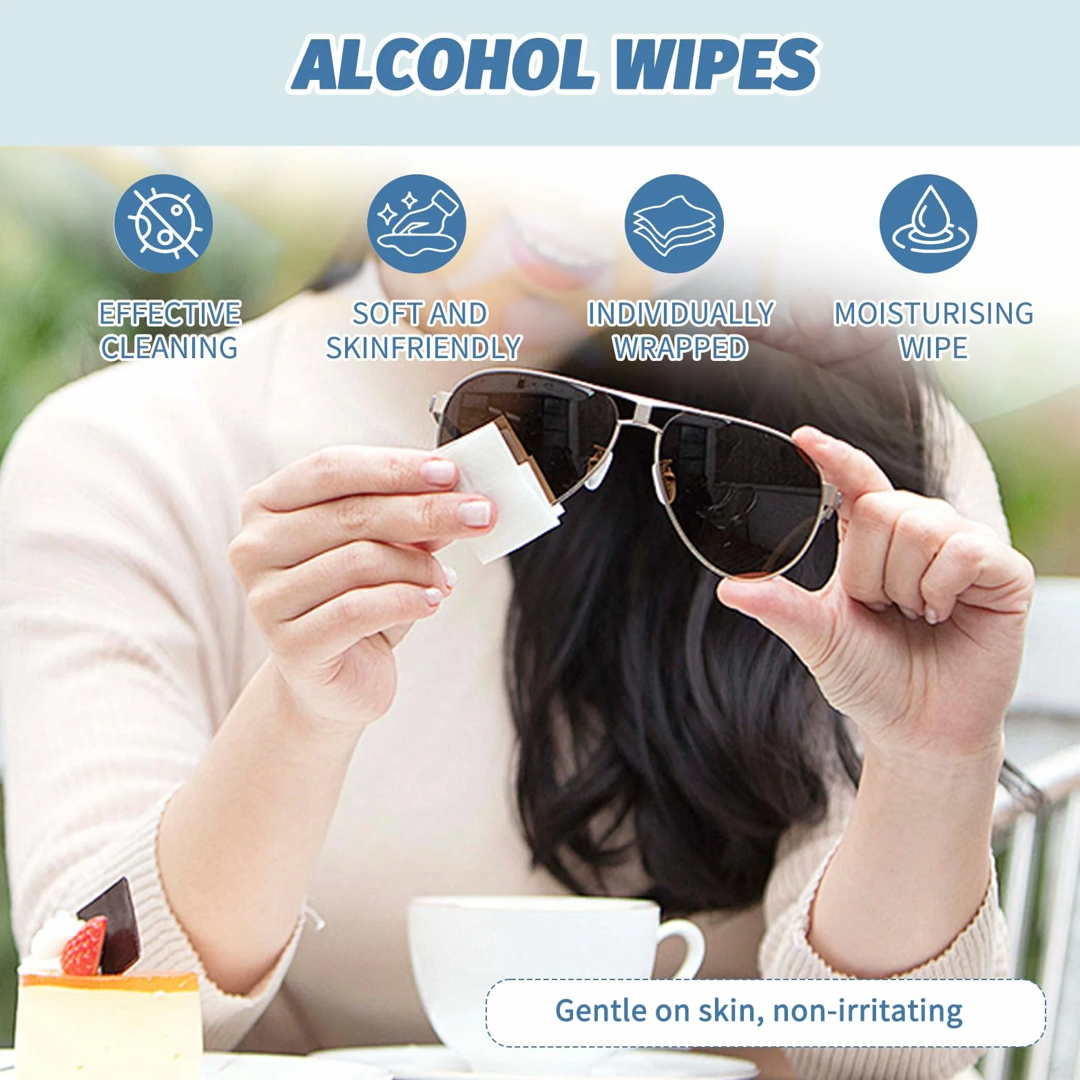 Alcohol Wipes 400 Pezzo 5×5CM Confezionati Singolarmente per Igiene Pulizia Telefoni Cellulari Occhiali Tastiere
