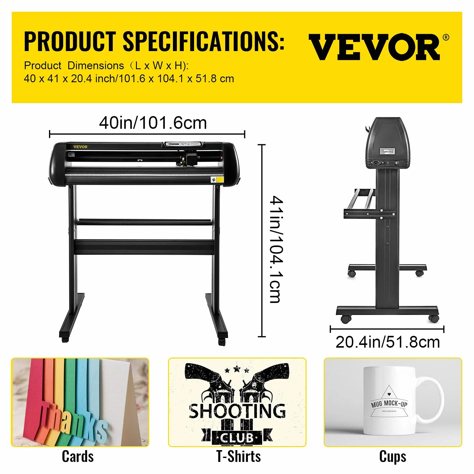 VEVOR Taglierina di vinile, 34 pollici Vinyl Cutter macchina 870 mm carta di alimentazione Vinyl Plotter con stand da terra, taglio plotter macchina velocità regolabile
