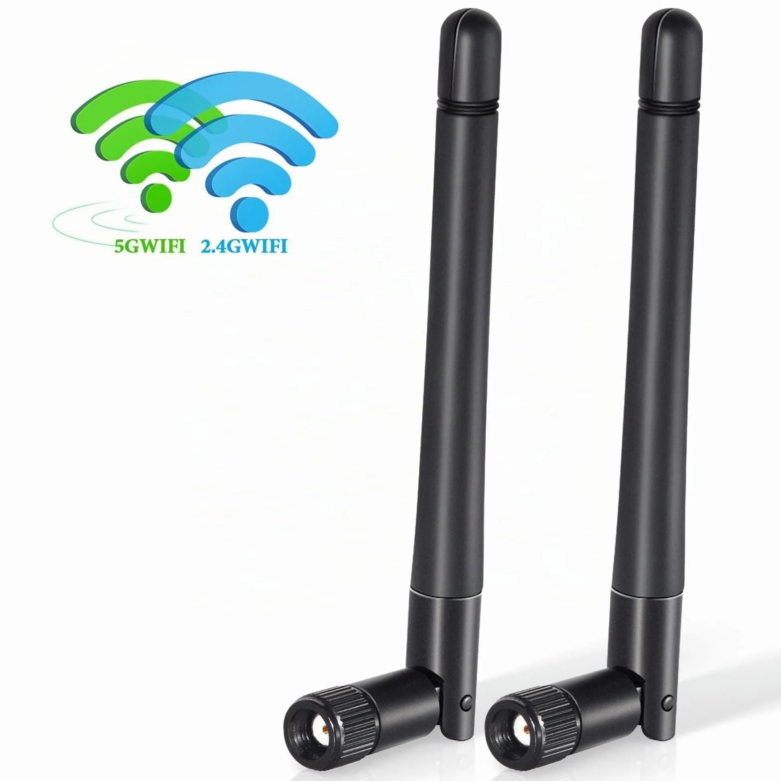 Bingfu Antenna WiFi 2,4 GHz 5 GHz 5,8 GHz Bibanda 3 dBi Maschio RP-SMA per Scheda Rete Wireless Router WiFi Telecamera IP Sicurezza Videocamera di Retromarcia Blutooth Stereo Adattatore USB