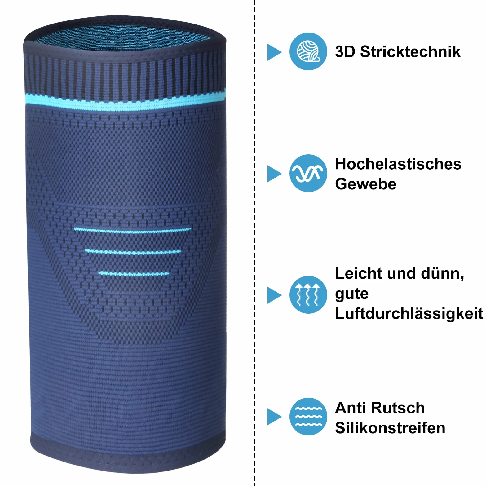 Fascia Elastica Compressione Coscia con Silicone Antiscivolo 2 Pezzi (blu, M)