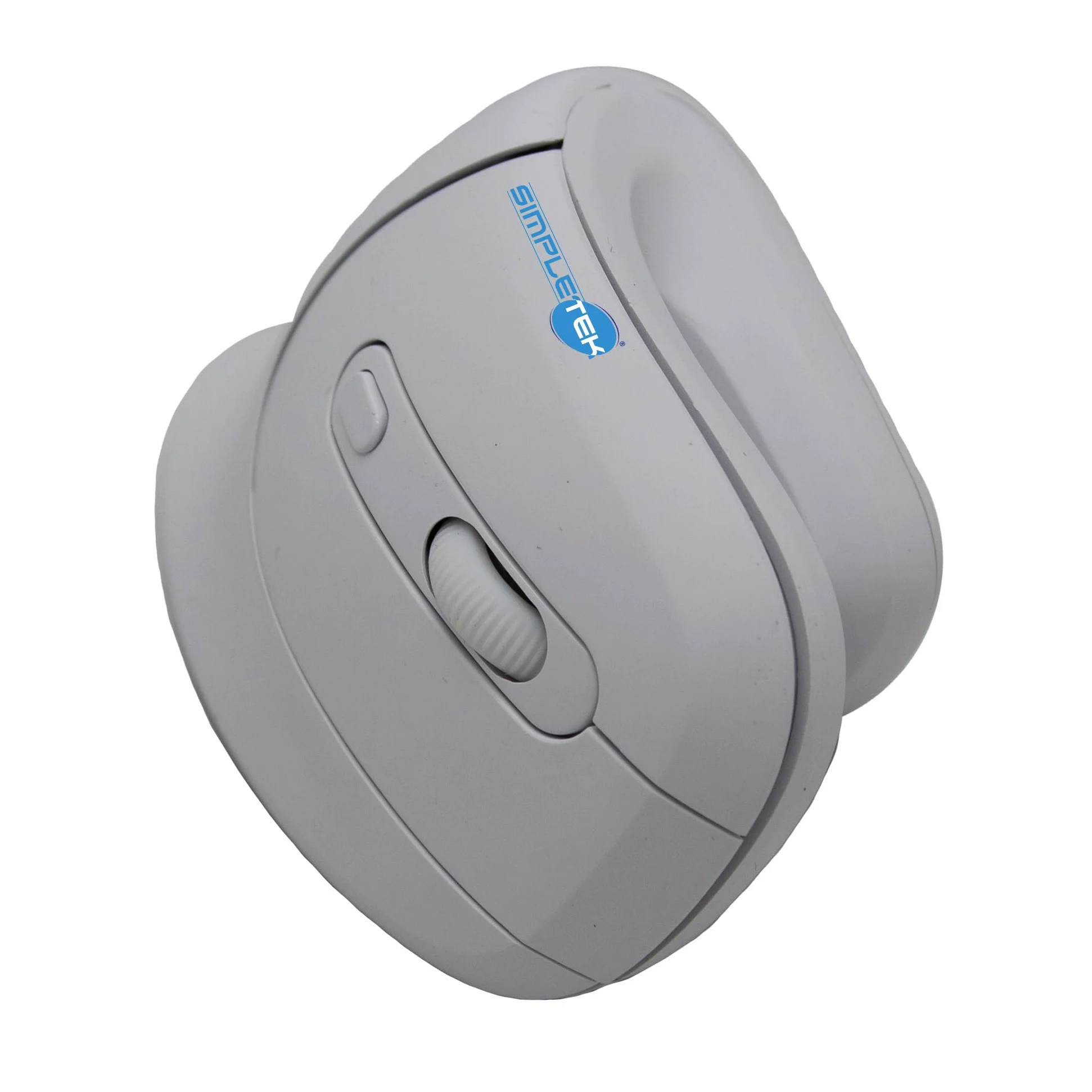 SIMPLETEK - Mouse Verticale Ergonomico Wireless - Senza Fili 2.4GHz - DPI Regolabile fino a 3200-6 Pulsanti - Design Bianco - Ricevitore USB Incluso