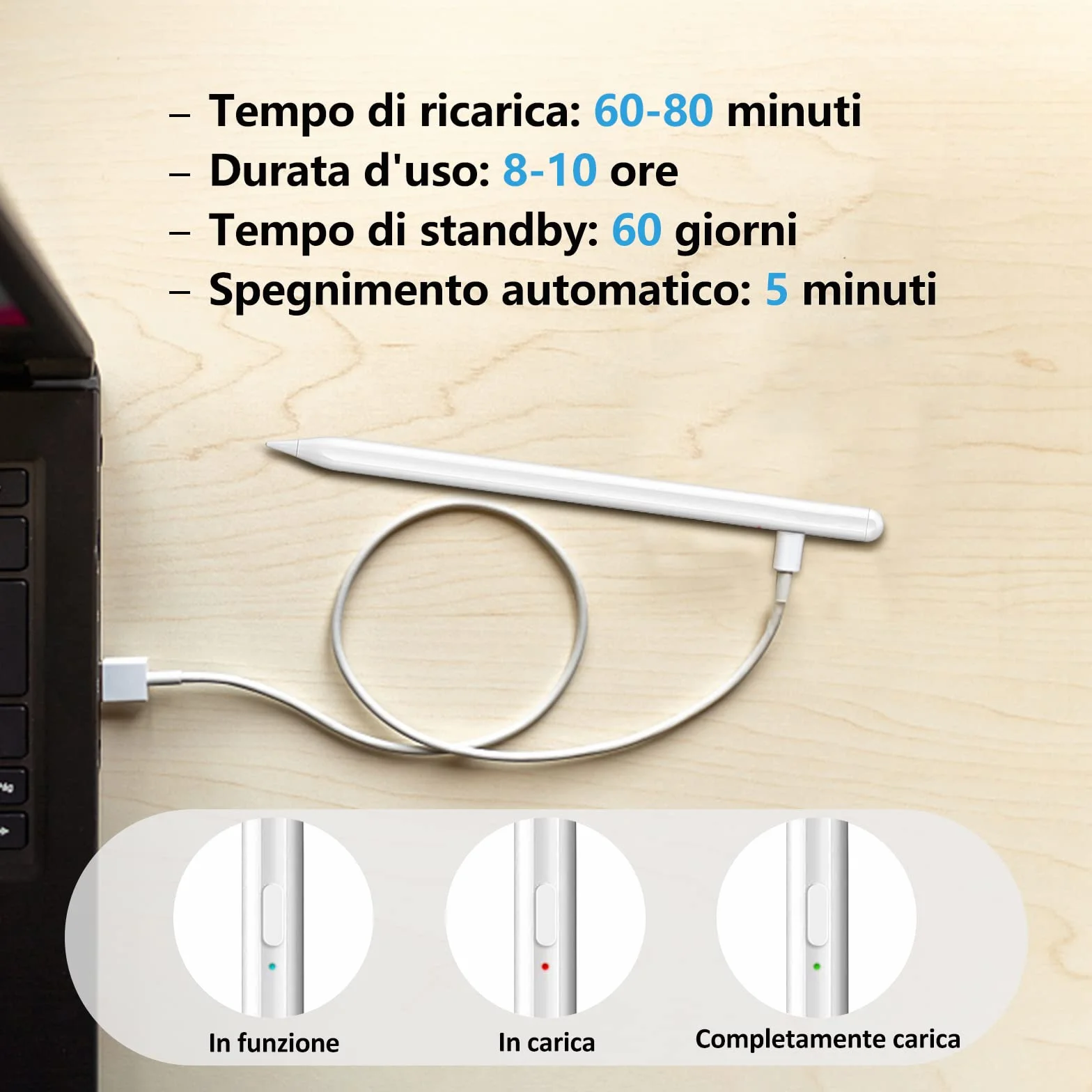 Penna Digitale Per Tablet Universale Compatibile Con IPad Iphone Samsung Lenovo Huawei Xiaomi Android Touch Screen Telefono Acer LG Chormebook, 1,5mm Superfine, Aspirazione Magnetica Stylus Pen