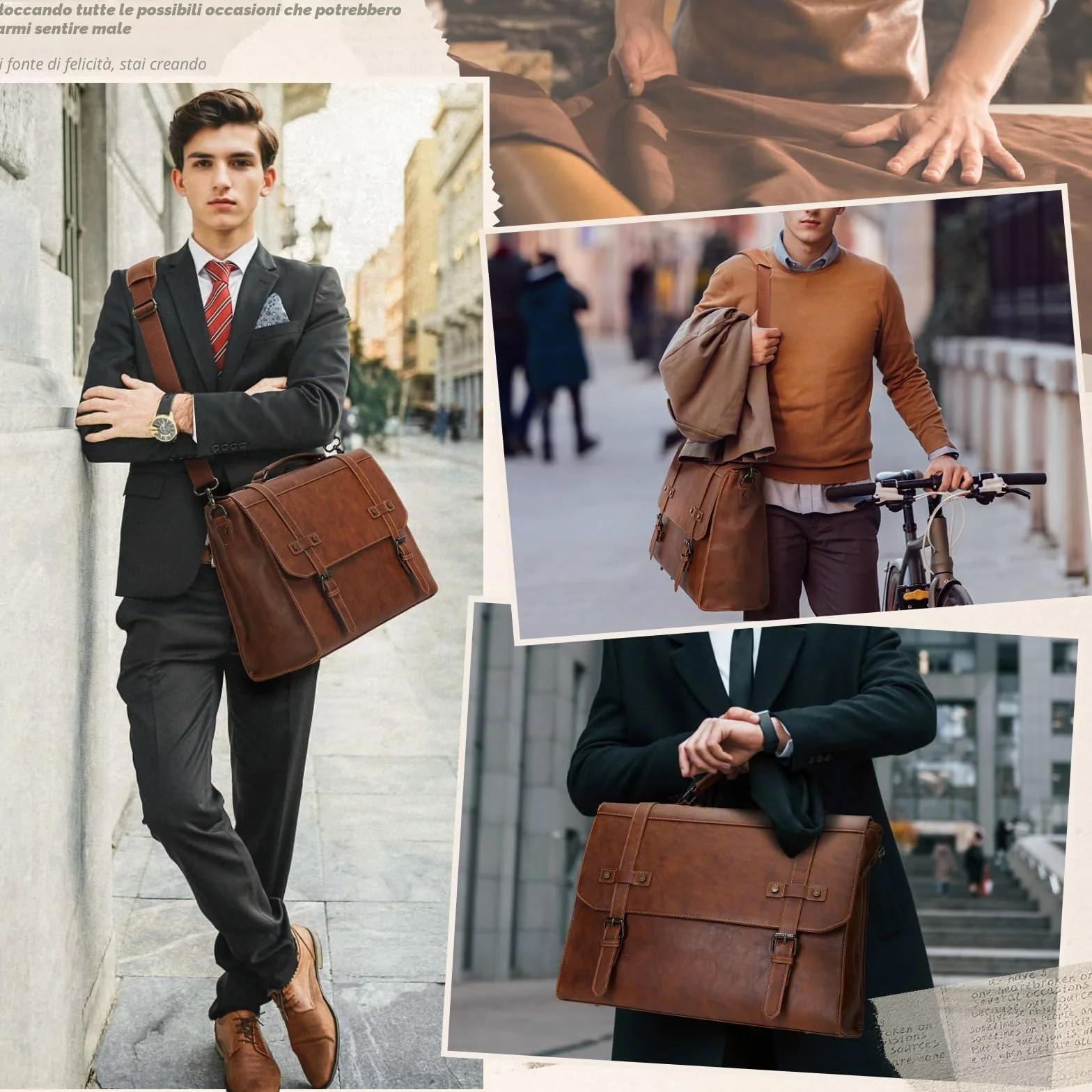 RAINSMORE Borsa Porta PC 17.3 Pollici Borsa Lavoro Uomo Pelle PU Borsa Computer Impermeabile Borsa Tracolla Valigetta Documenti Uomo