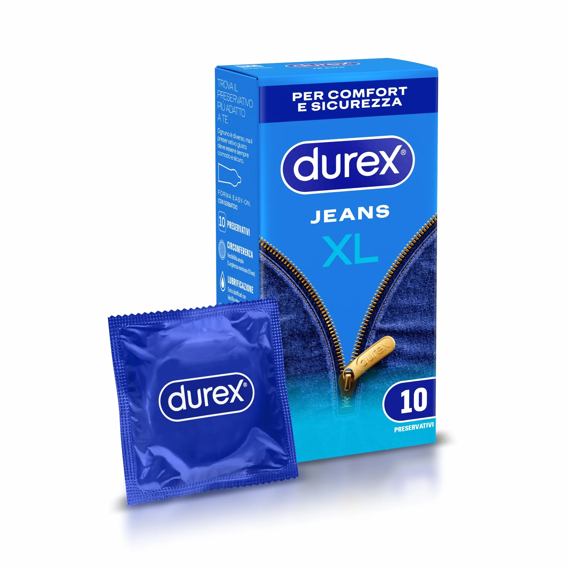 Durex Settebello XL Preservativi Extra Large, 10 pz