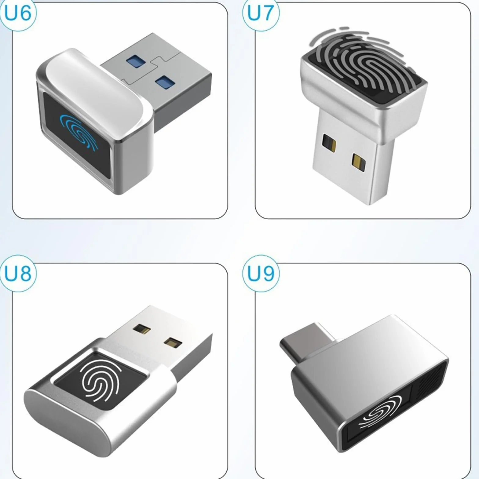Sensore di impronte digitali USB per PC, riconoscimento a 360°, lettore di impronte digitali USB fino a 10 ID, lettore di impronte digitali biometrico per Windows 10 Hello, Plug & Play Fingerprint Key
