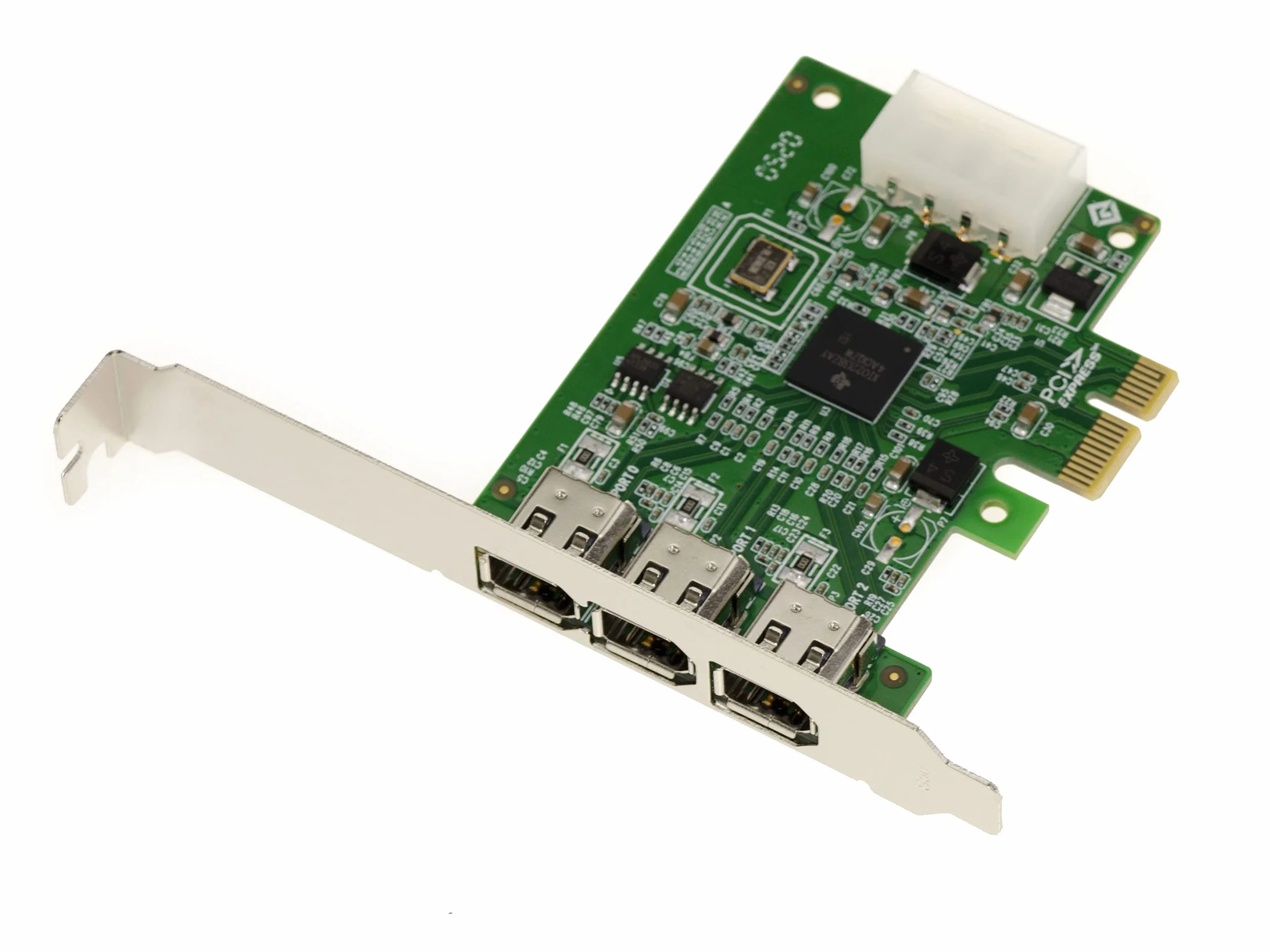KALEA-INFORMATIQUE Scheda PCIe x1 con 3 porte Firewire 400 Ieee1394a 6 punti. Chipset TI XIO2213B