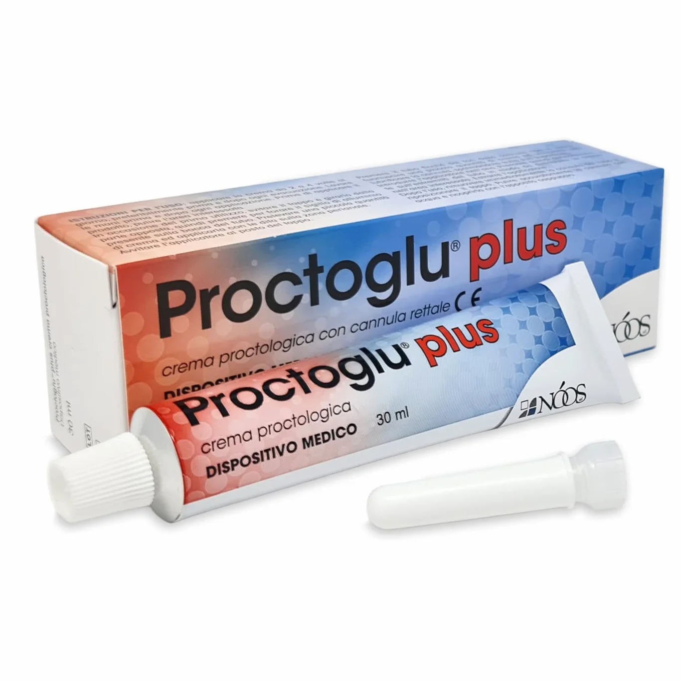Nóos Proctoglu Plus Crema Emorroidi e Ragadi 30ml Pomata Emorroidi Esterne e Interne con Applicatore Rettale