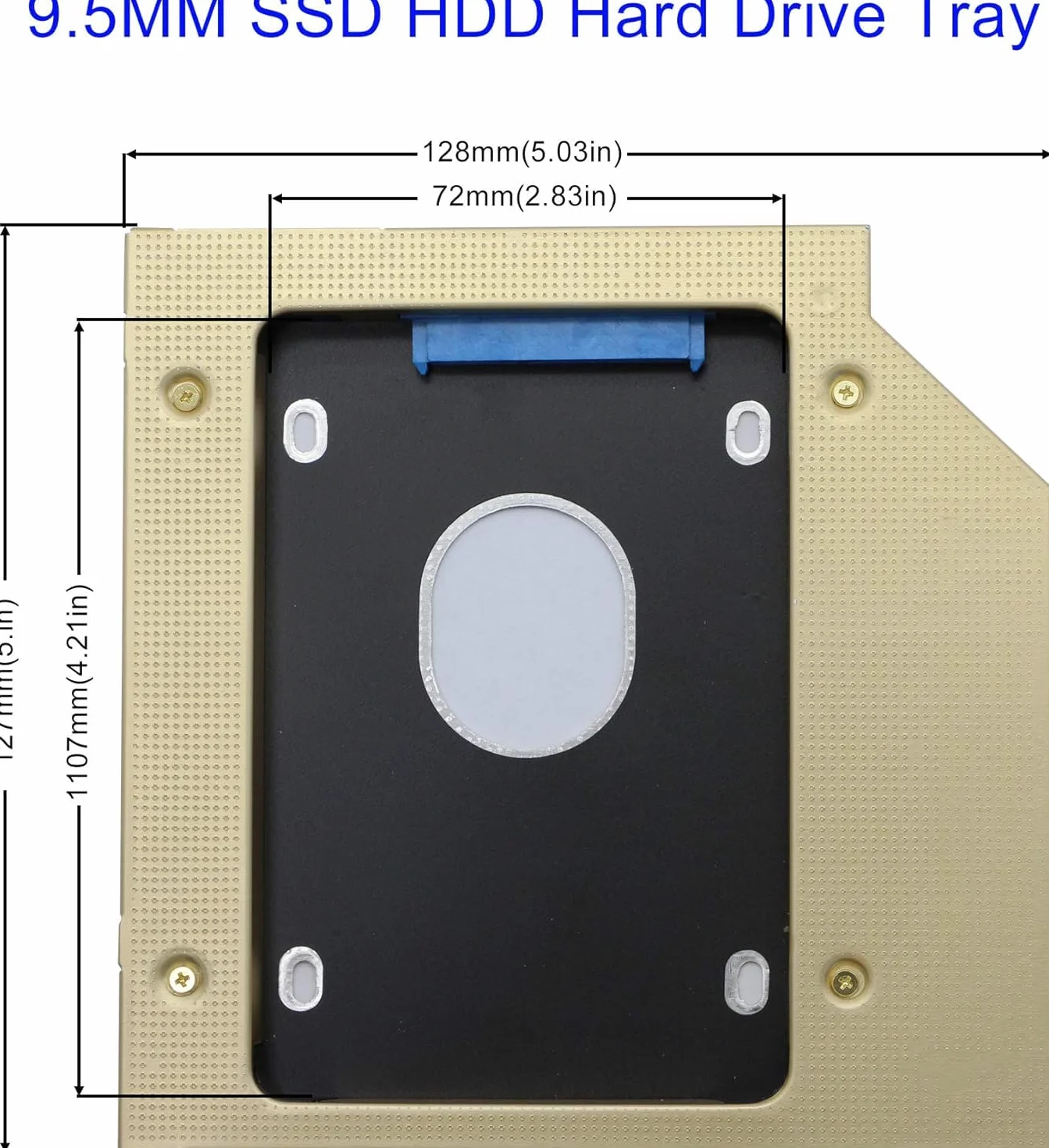 Vassoio per disco rigido SATA 2° SSD, disco rigido SATA-III da 9,5 mm, disco rigido SATA-III da 2,5 pollici, vassoio universale per computer portatile, CD/DVD-ROM Disc Tray Drive Slot (dorato)