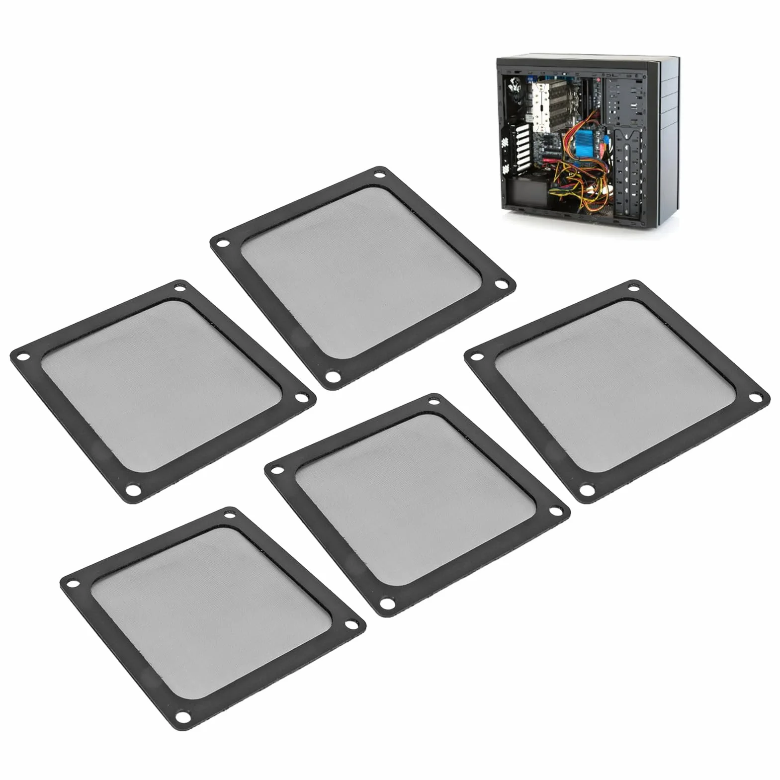 Filtro antipolvere Coperture del Ventilatore del PC 5 Pezzi 80 X 80 Mm Coperchio PC Filtro di Rete di Polvere per Custodia Computer Griglia Altoparlante