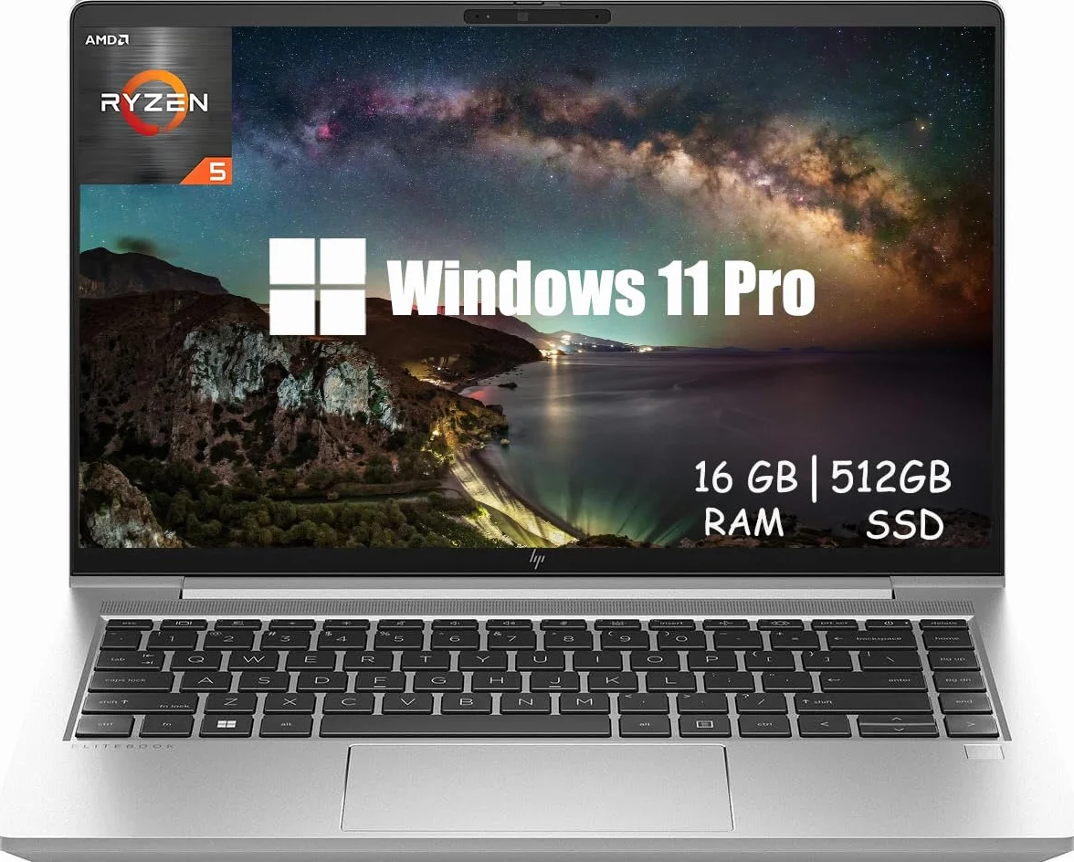 HP EliteBook 645 G10 14" FHD Laptop, AMD Ryzen 5 7530U, 16GB RAM, 512GB SSD, Windows 11 Pro (Ricondizionato)
