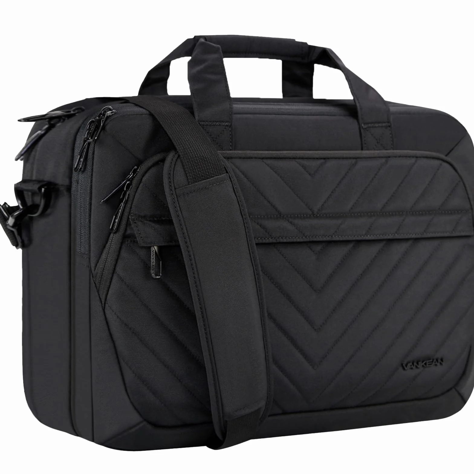 VANKEAN Borsa portatile da 17 pollici, valigetta espandibile TSA per donne moda, borsa per Computer impermeabile con tasca RFID, borsa per donne messaggeri per autobus/viaggi/College, nero