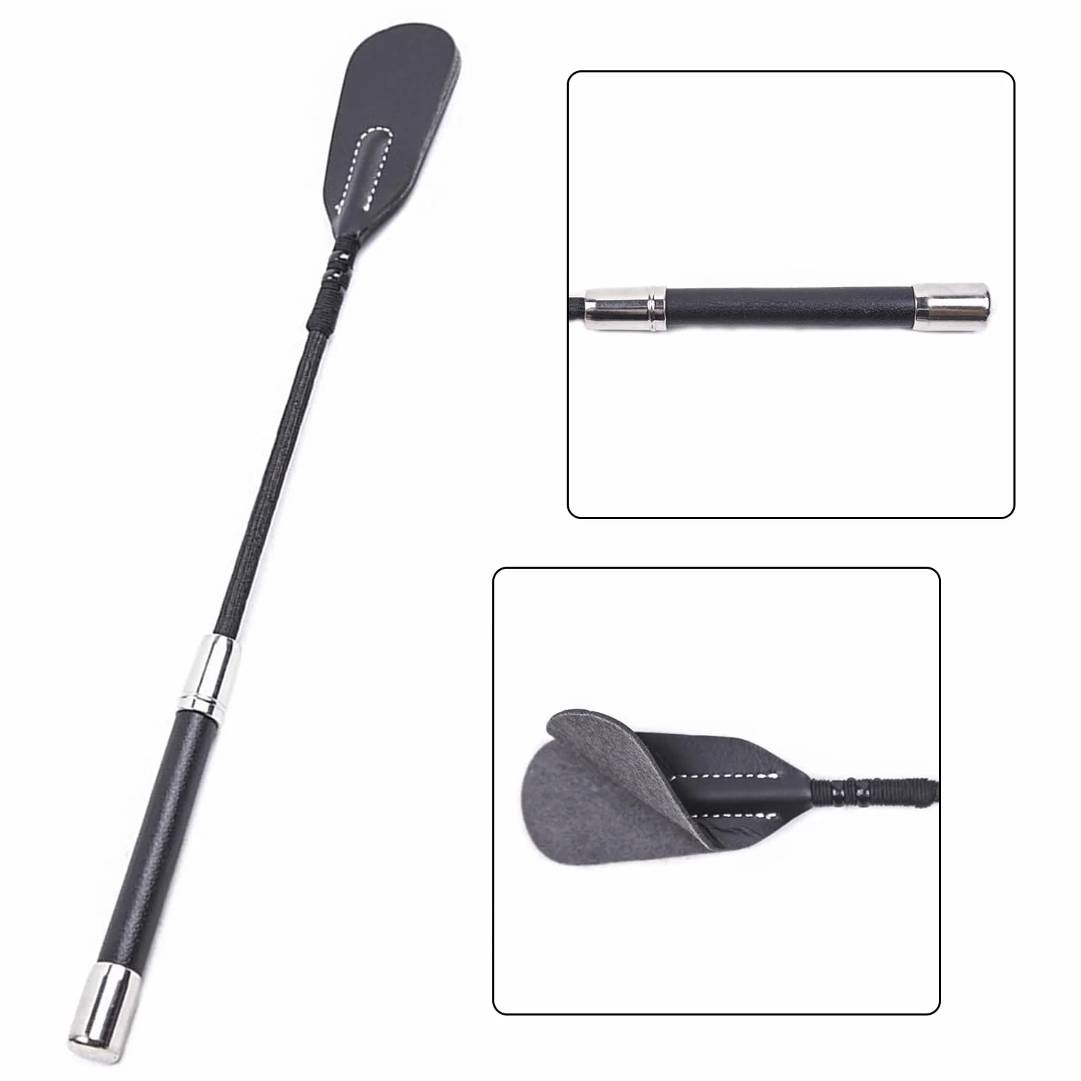 Frusta Piume Erotica 35cm Manico Pelle Spanking Paddle BDSM Sex Toys