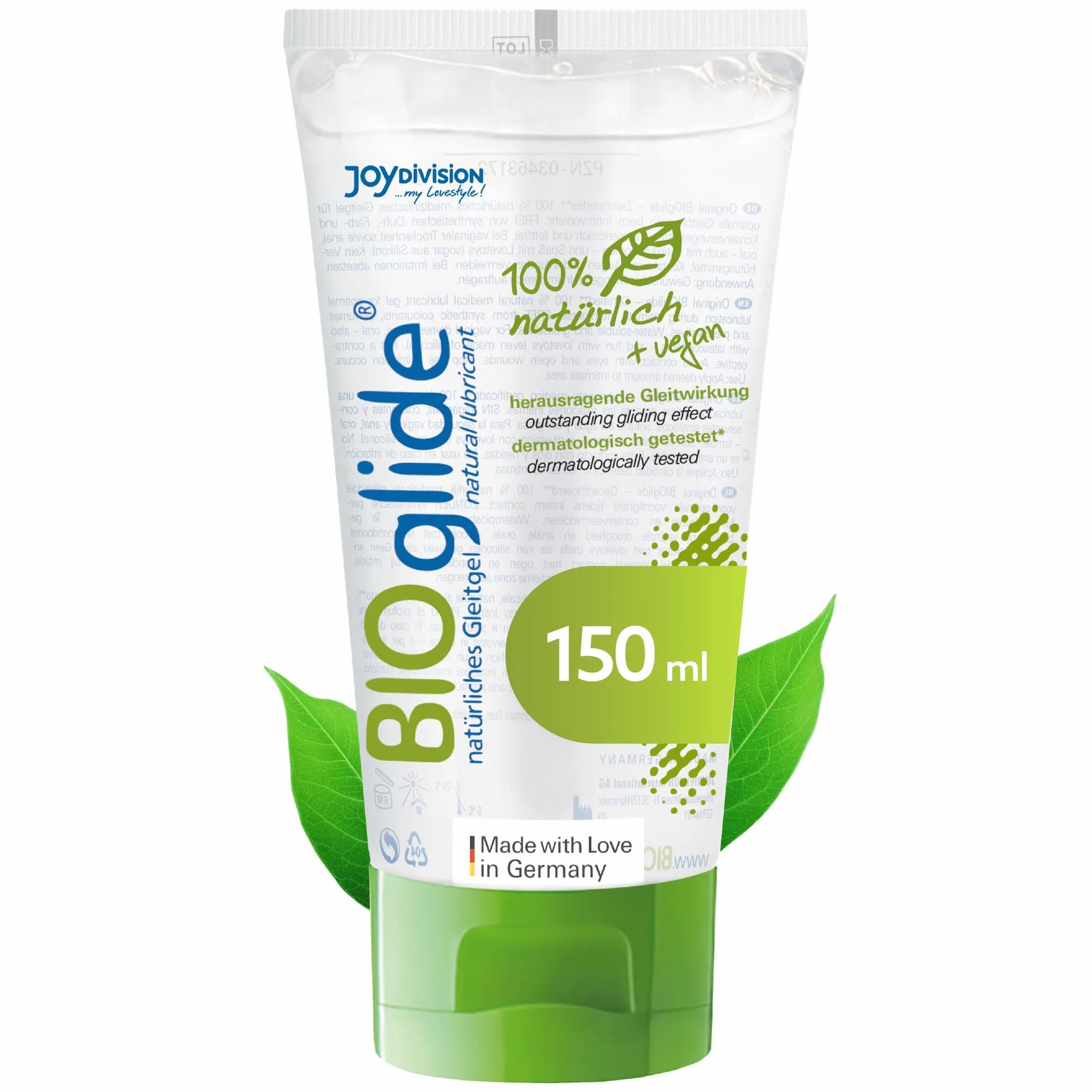 JOYDIVISION BIOglide lubrificante 150 ml | Gel idratante base d'acqua | Vegano per preservativi in lattice