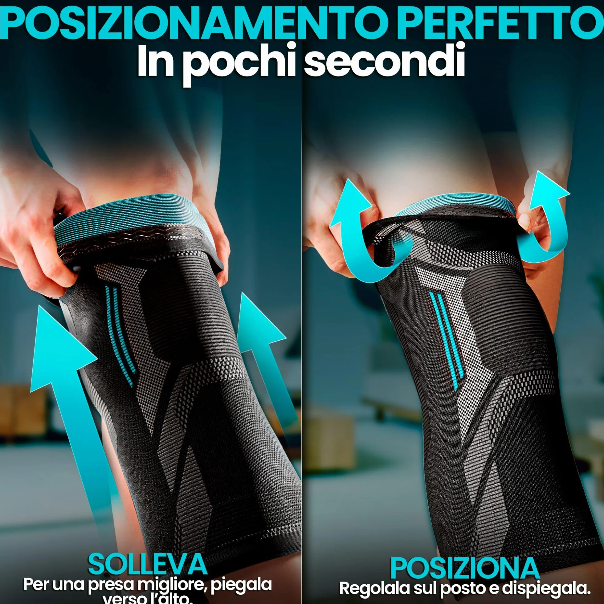 NativoDex Ginocchiera Ortopedica di Compressione Stabilizzante Menisco Legamenti Sport Fascia Elastica Antiscivolo Traspirante Palestra Corsa
