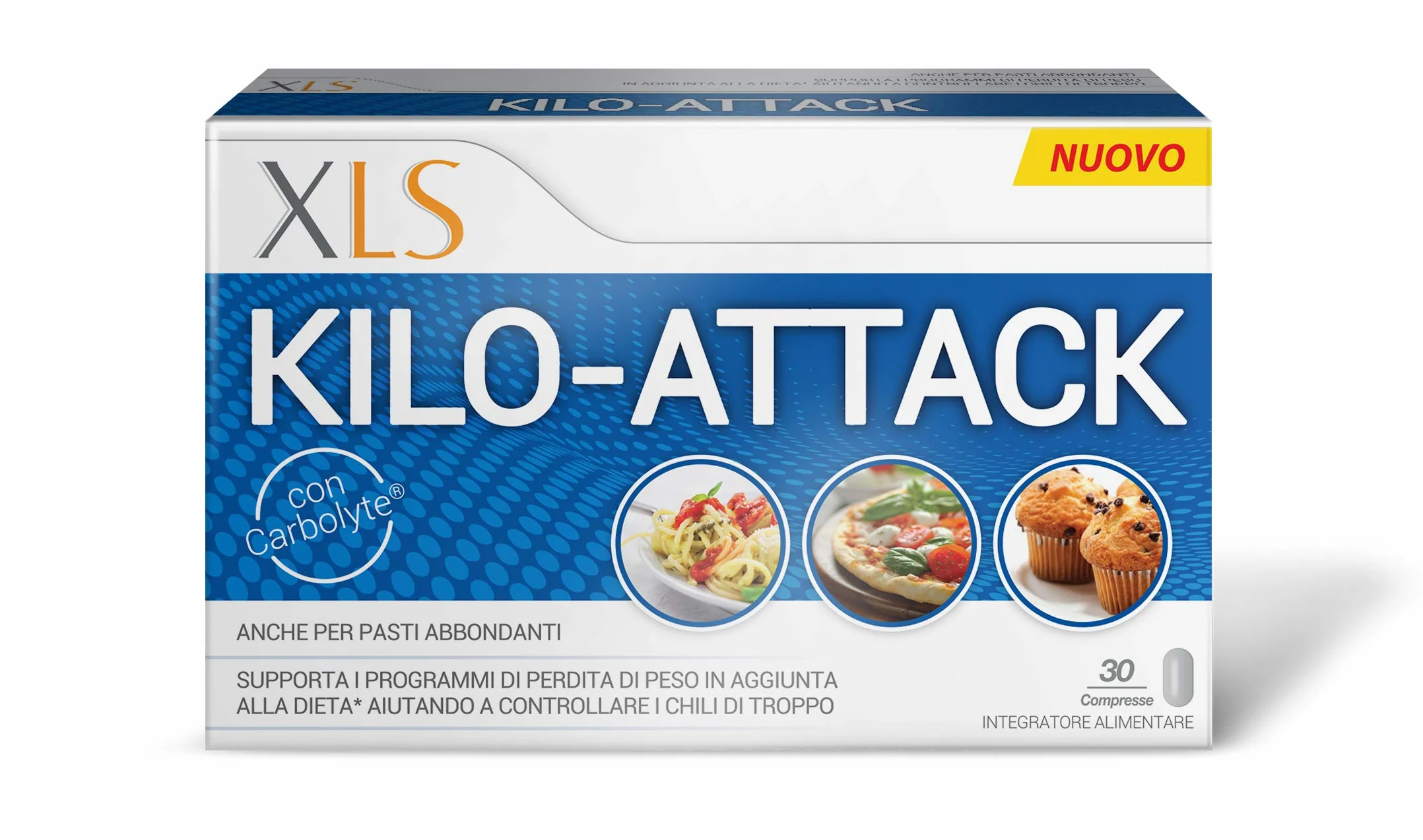 XLS Medical Kilo-Attack A Base Di Carbolyte, Integratore Alimentare Per Perdita Di Peso, 30 Compresse