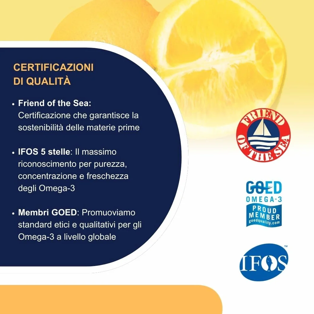 VitaDHA Orange Omega 3 IFOS 5 Stelle 150 ml 1035mg DHA 275mg EPA Omega3 Liquido Vitamina E Gusto Agrumi